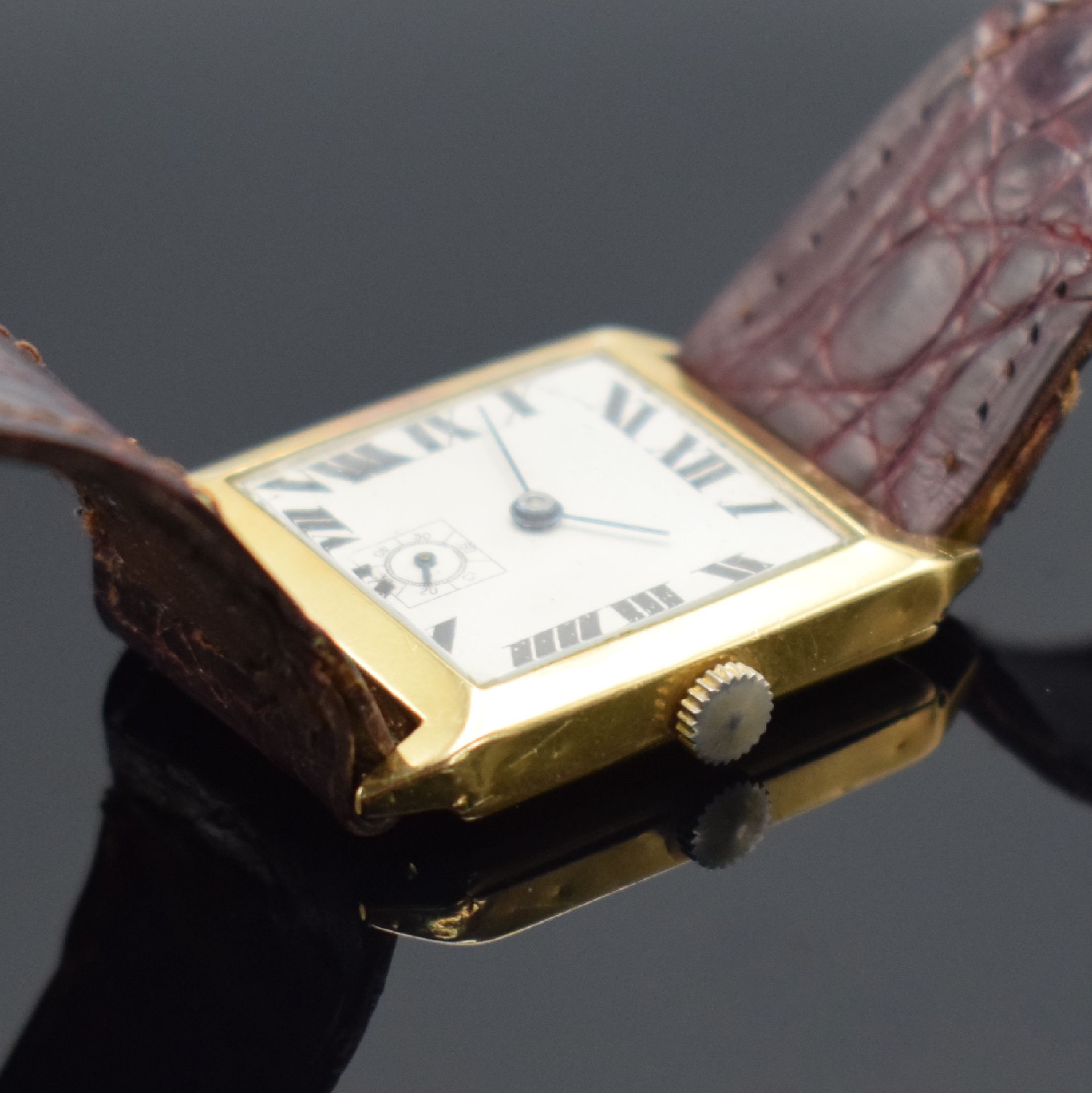 Detail b: VOGT & Cie. SA / FABRIQUE d'HORLOGERIE FORTIS Armbanduhr in GG 750/000, Schweiz um 1936, Handaufzug, dell. Geh. teils angel., Scharnierboden m. ...