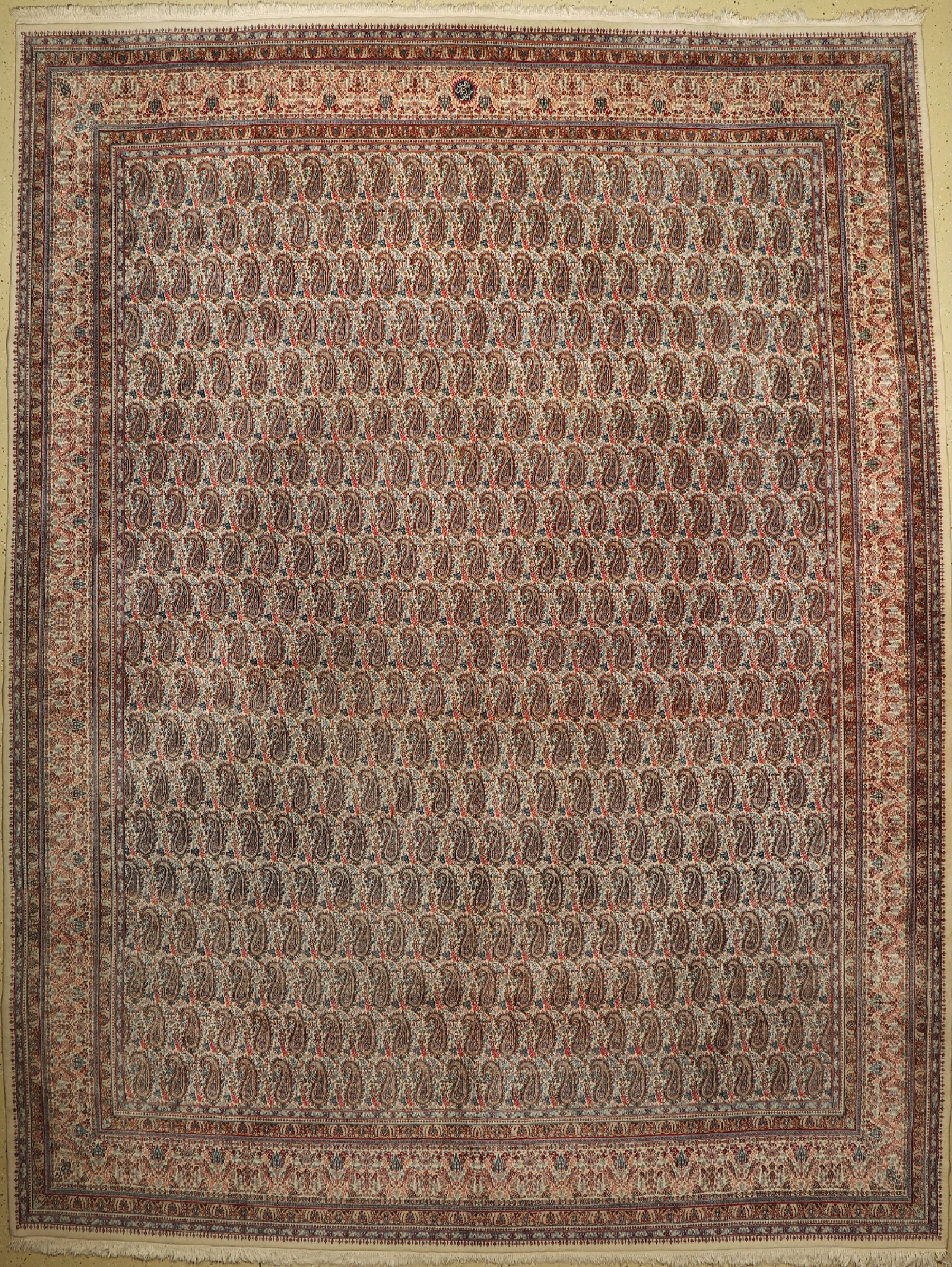 Birjand fein, signiert, Persien, um 1960, Korkwolle, ca. 388 x 305 cm, EHZ: 2