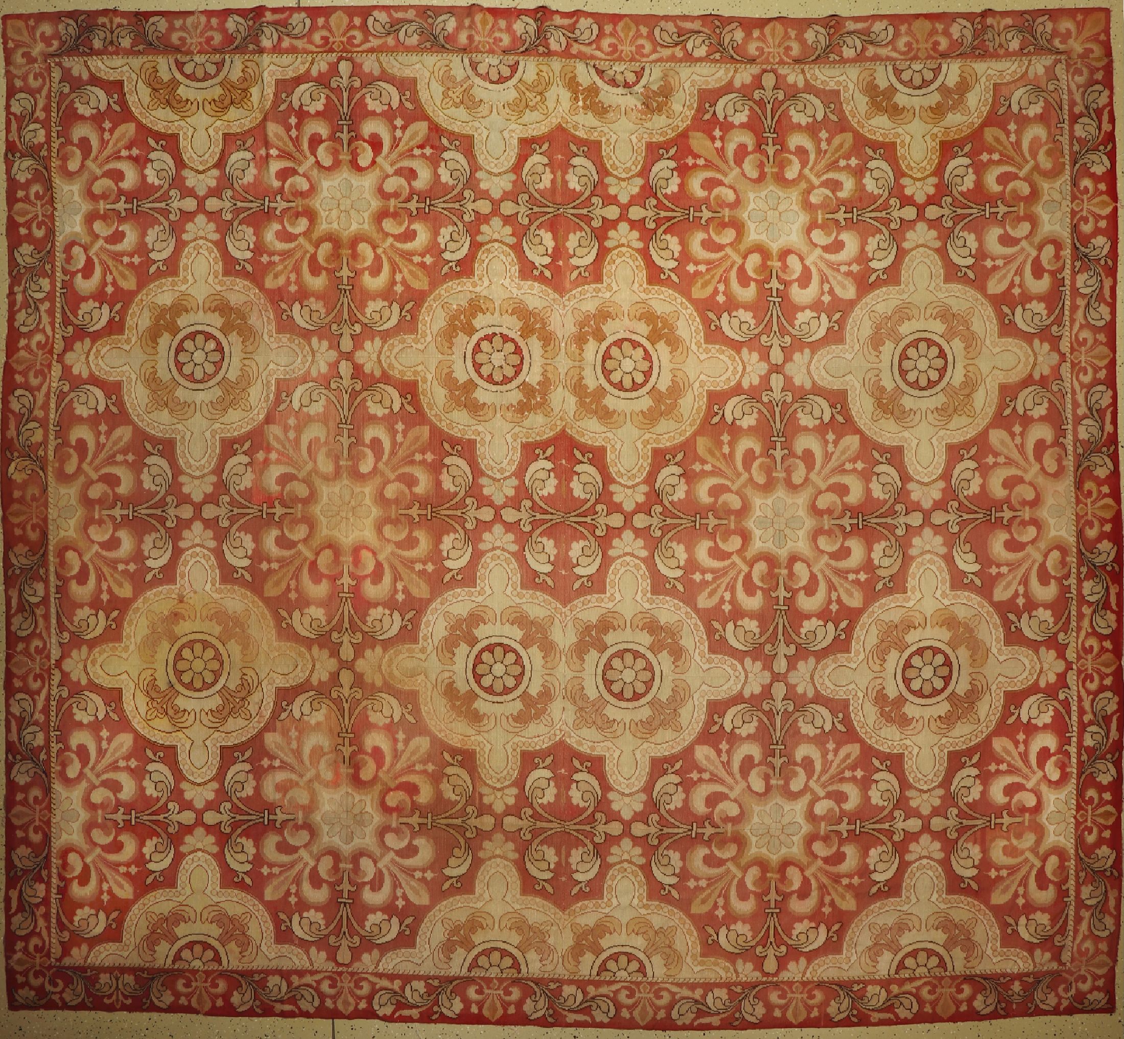 Gobelin alt, Europa, um 1930, Wolle auf Baumwolle, ca. 336 x 305 cm, EHZ: 2(leicht fleckig), aus mehreren Stücken gemacht
