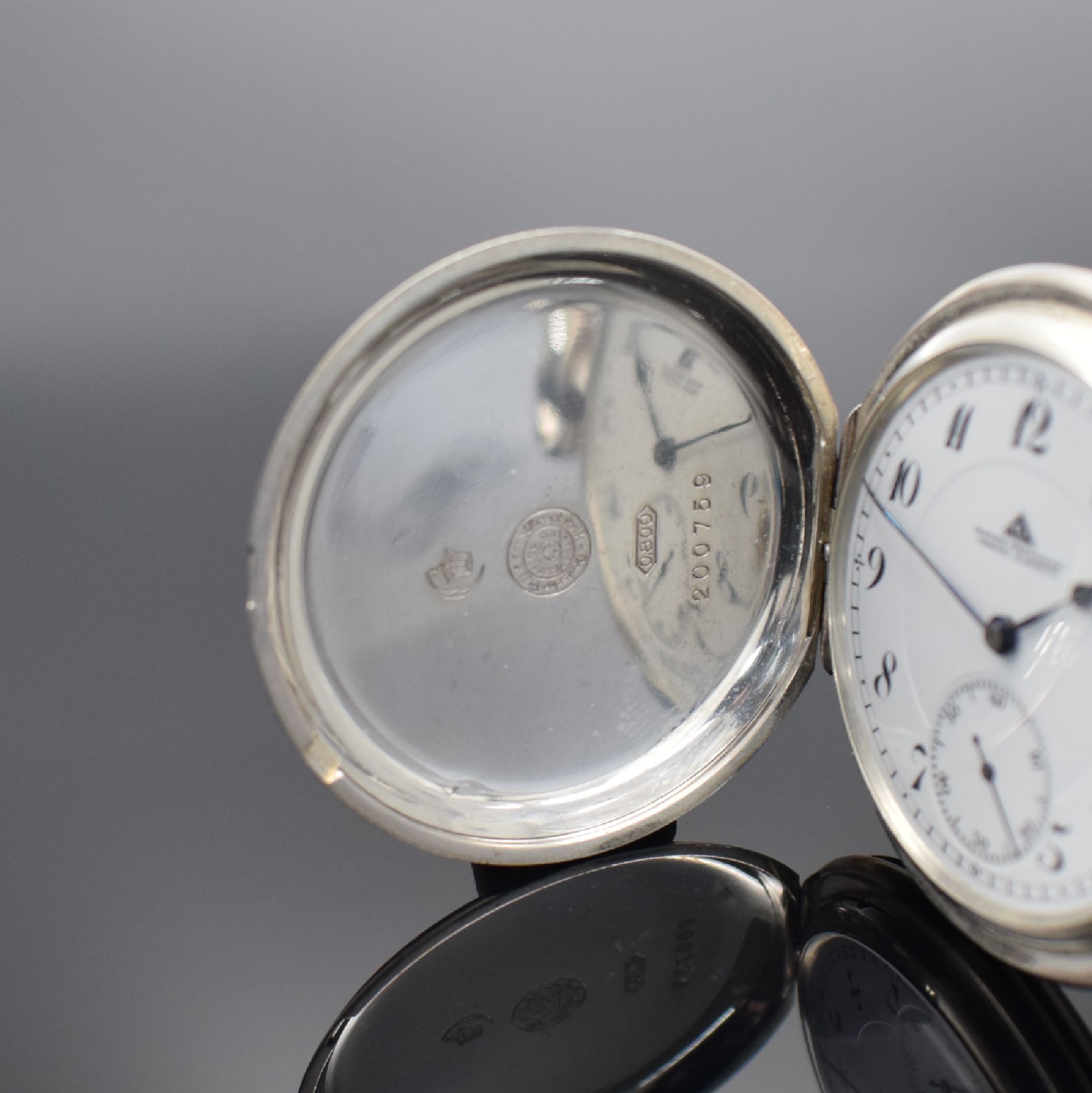 Detail a: DEUTSCHE PRÄZISIONSUHR "Original Glashütte" Savonette in 800er Silber, Deutschland um 1910, glattes Silbergeh., Silbercuvette, ...