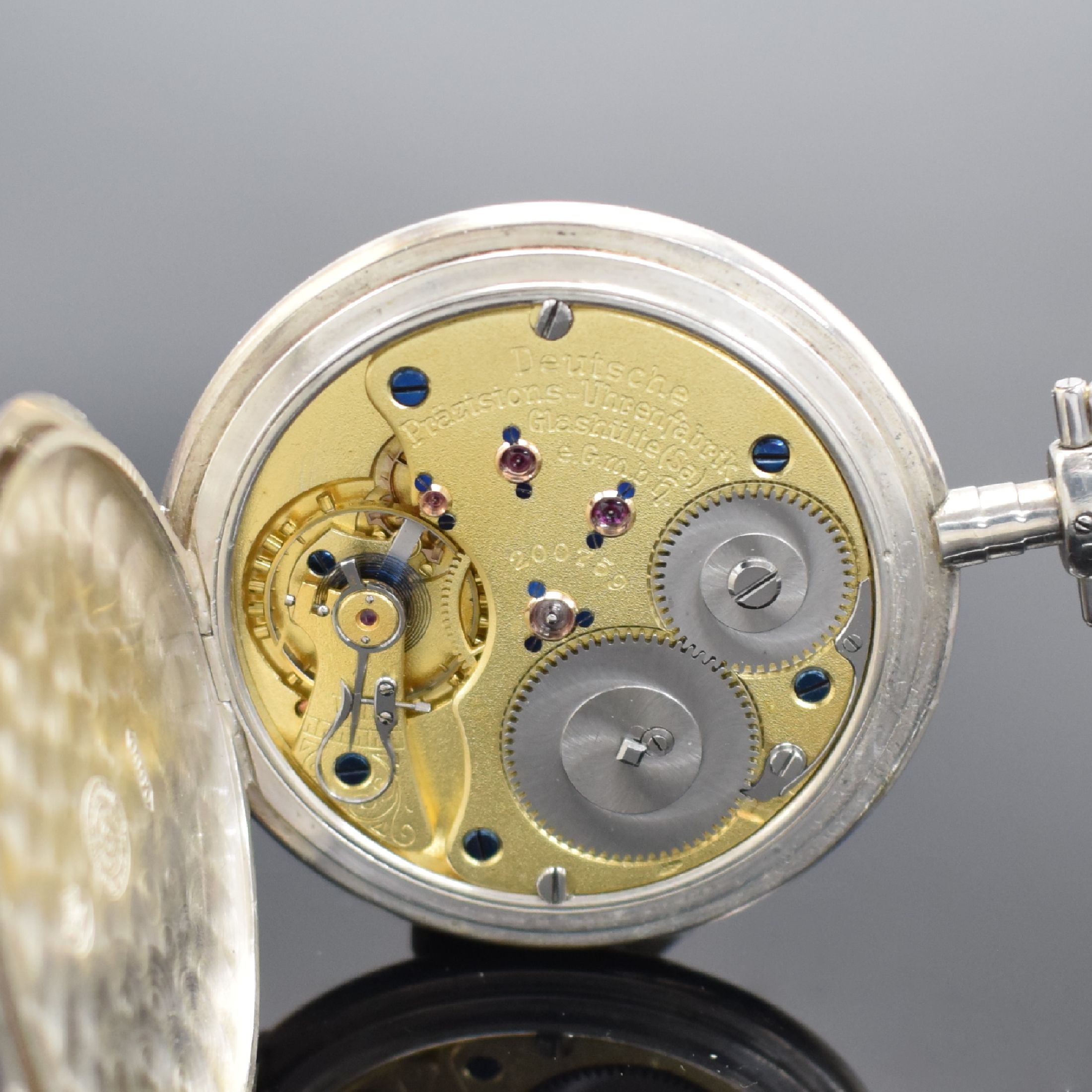 Detail g: DEUTSCHE PRÄZISIONSUHR "Original Glashütte" Savonette in 800er Silber, Deutschland um 1910, glattes Silbergeh., Silbercuvette, ...