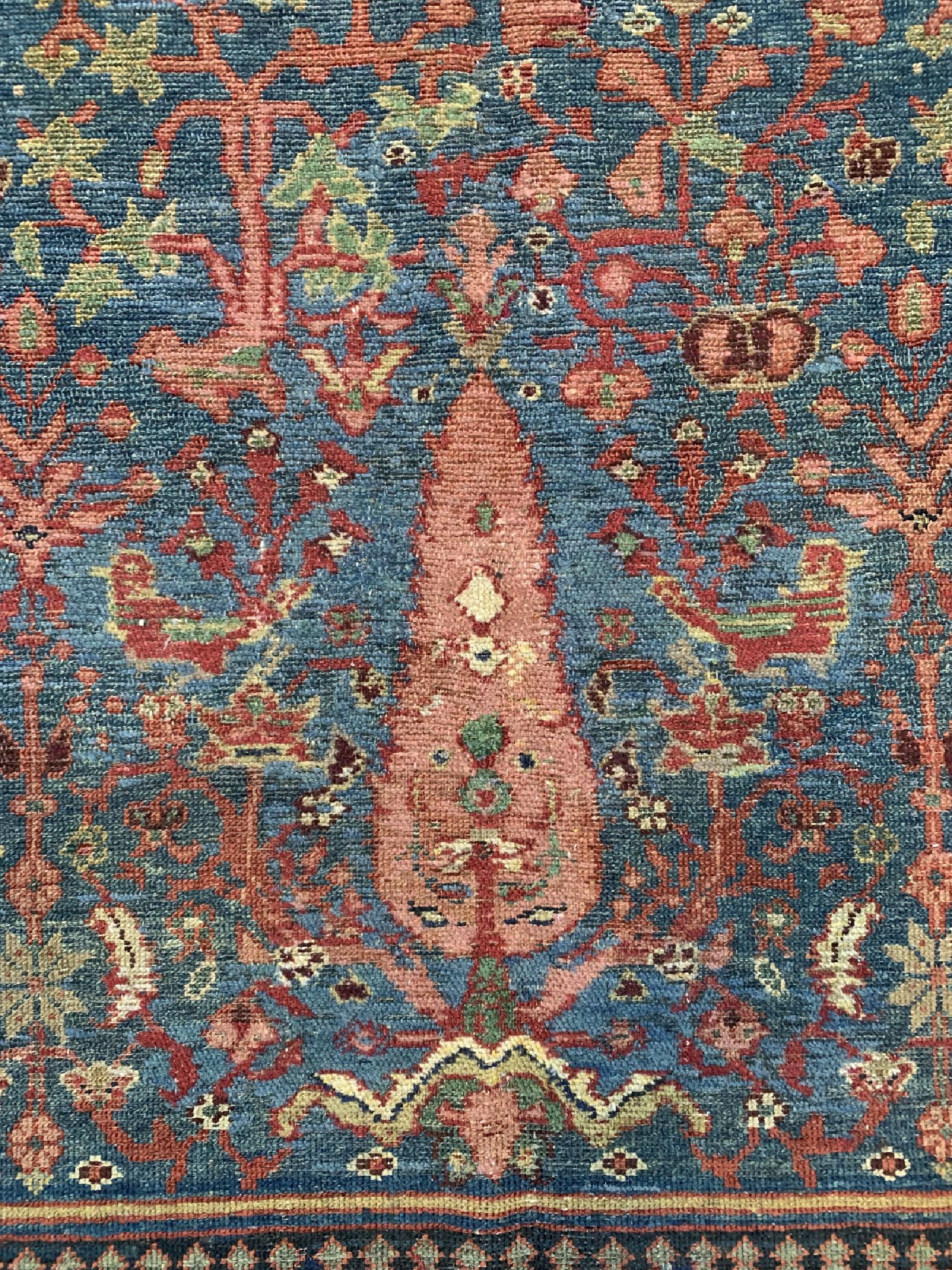 Detail a: Antiker Khanteppich, Persien, signiert, datiert 1201(1822), Wolle auf Baumwolle, ca. 380 x 173 cm, (gleichmäßig dünner Flor)