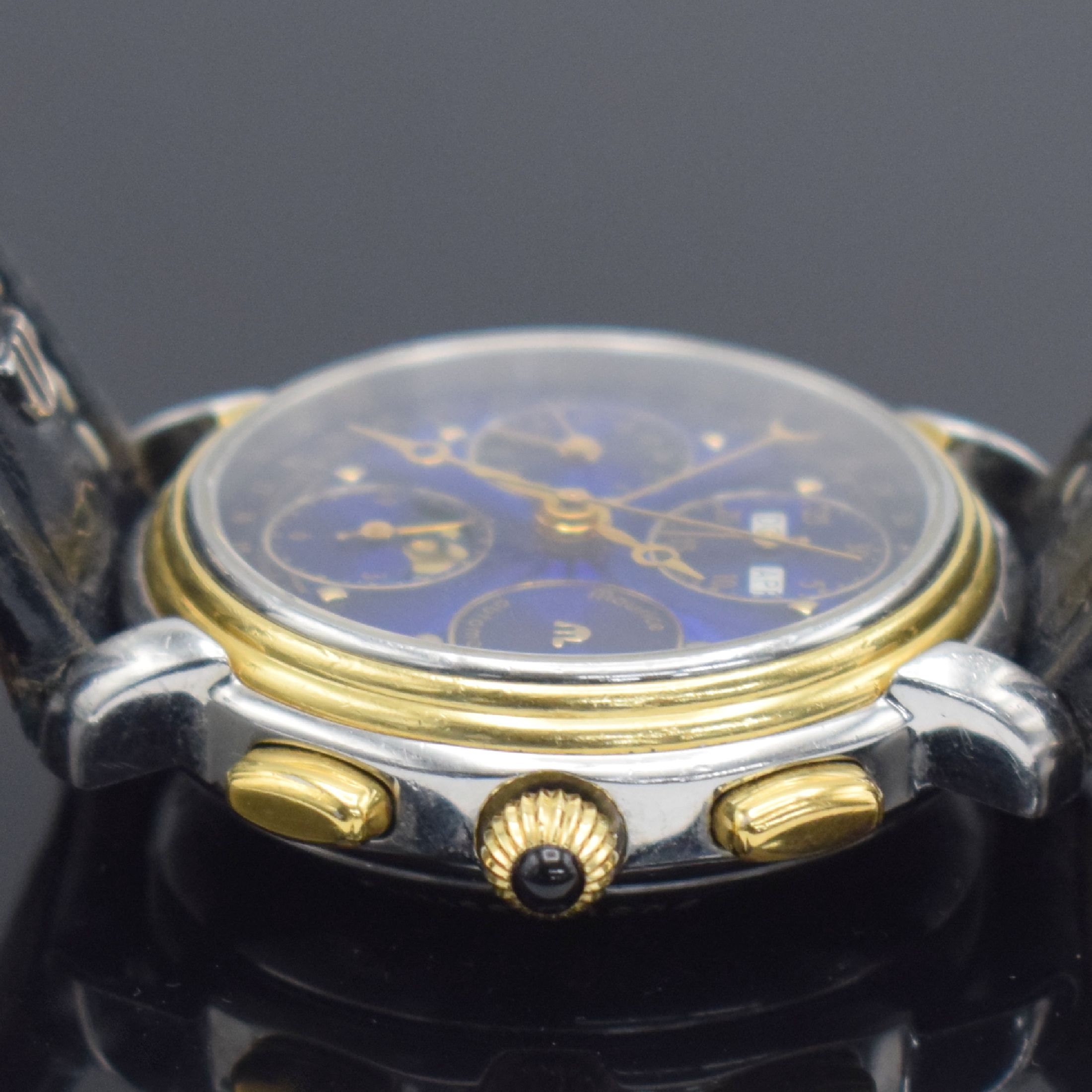 Detail c: MAURICE LACROIX Herrenarmbanduhr mit Chronograph & Vollkalender Referenz 66412, Schweiz um 1994, Automatik, beids. vergl. Gehäuse in Edelstahl & ...