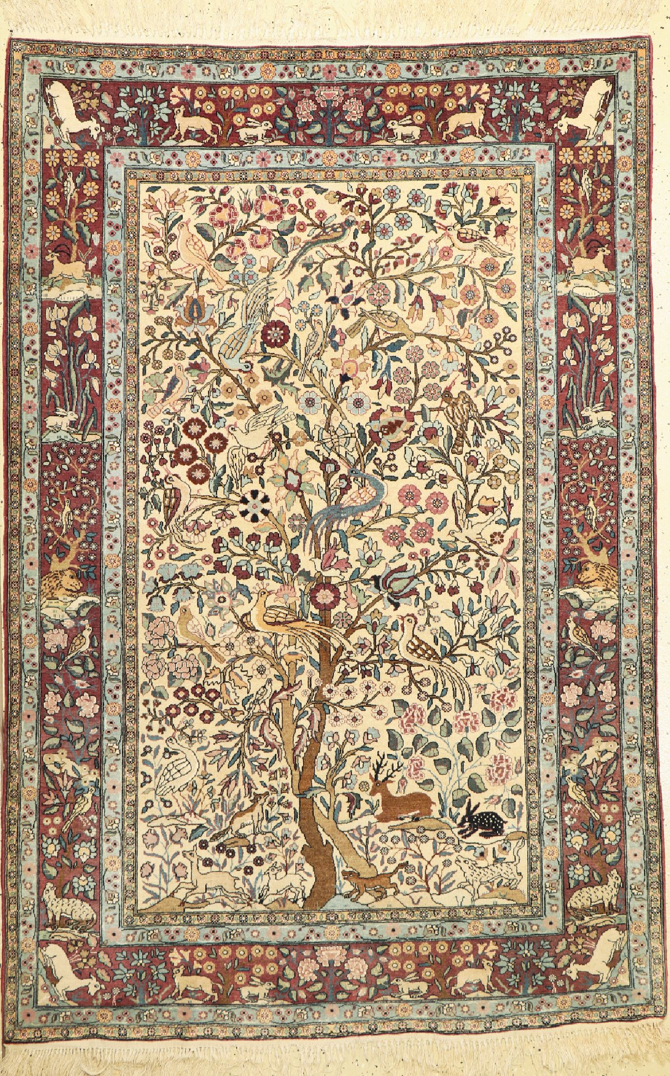 Antiker Esfahan fein, Persien, um 1910, Korkwolle, ca. 207 x 137 cm, EHZ:(nahezu in perfektem Zustand).