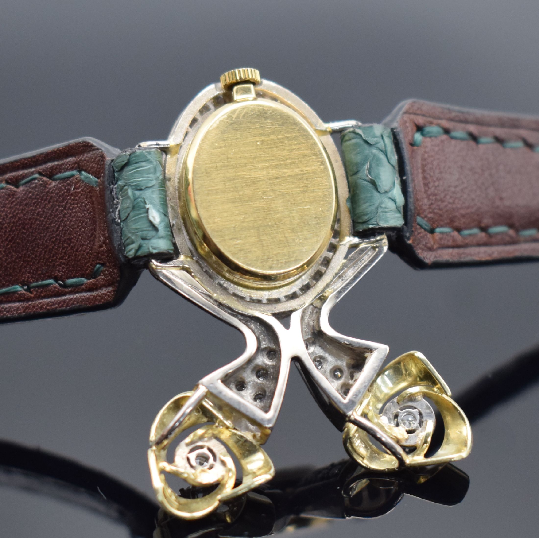 Detail f: EBEL ausgefallene Damenarmbanduhr in GG/WG 750/000 & 585/000 mit Diamantenbesatz, Schweiz um 1970, Handaufzug, Sonderanfertigung auf Kd.-Wunsch, ...