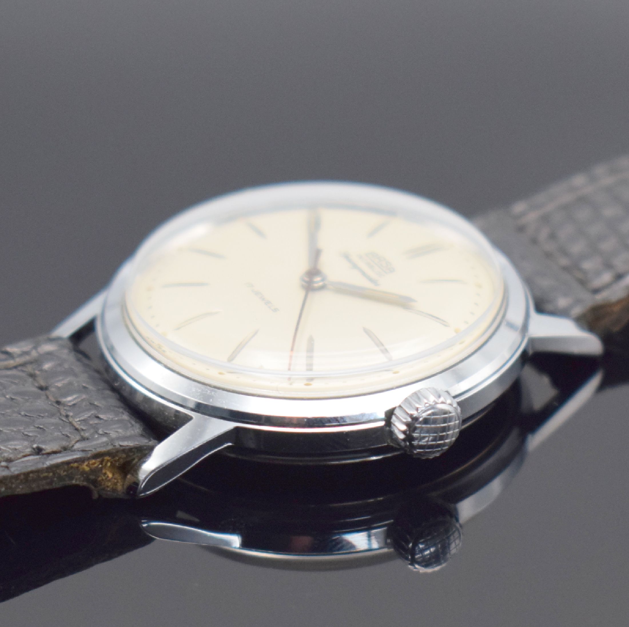 Detail b: ARSA Springmaster sehr seltene & gut erhaltene Armbanduhr mit springender Zentralsekunde, Schweiz um 1960, Handaufzug, verchr. Geh., Stahlboden ...