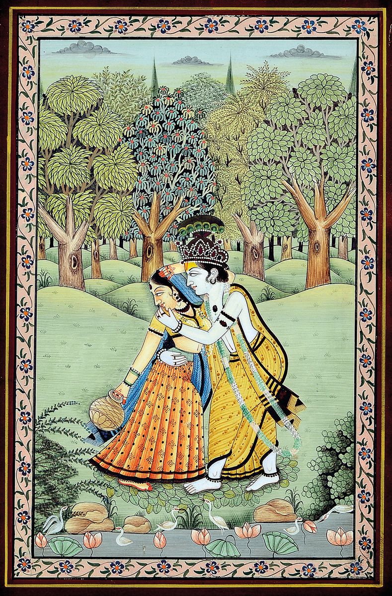 8 indo-persische Buchmalereien aus dem 19. Jh., feine Gouachemalerei auf Papier, teils mit Schrift, von ca. 17x9cm bis ca. 20x13cm, alle u.Gl., und ...