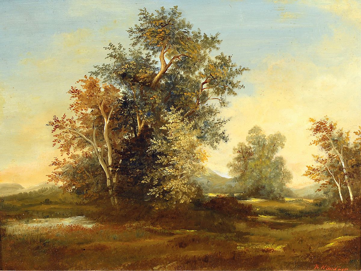 Richard Handler, geb. 1932, zeitgen. Traditionalist, Herbstliche Landschaft mit Baumgruppe, Öl/Holz, rechts unten signiert, ca. 27x35cm, R. ca. ...