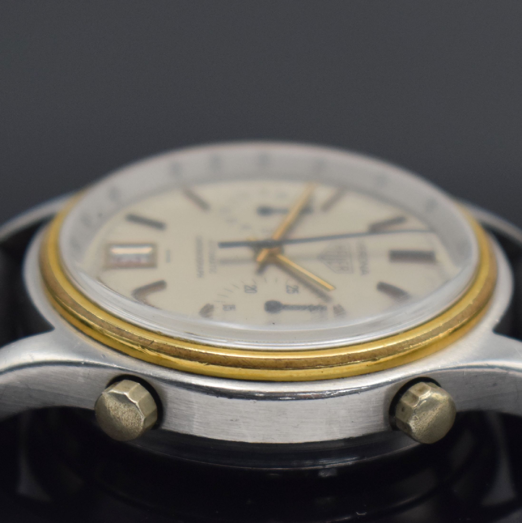 Detail c: HEUER Verona seltene Herrenarmbanduhr mit Chronograph Referenz 110.215, Schweiz um 1979, Automatik, Stahlgeh., verg. Lünette, Boden geschr., ...