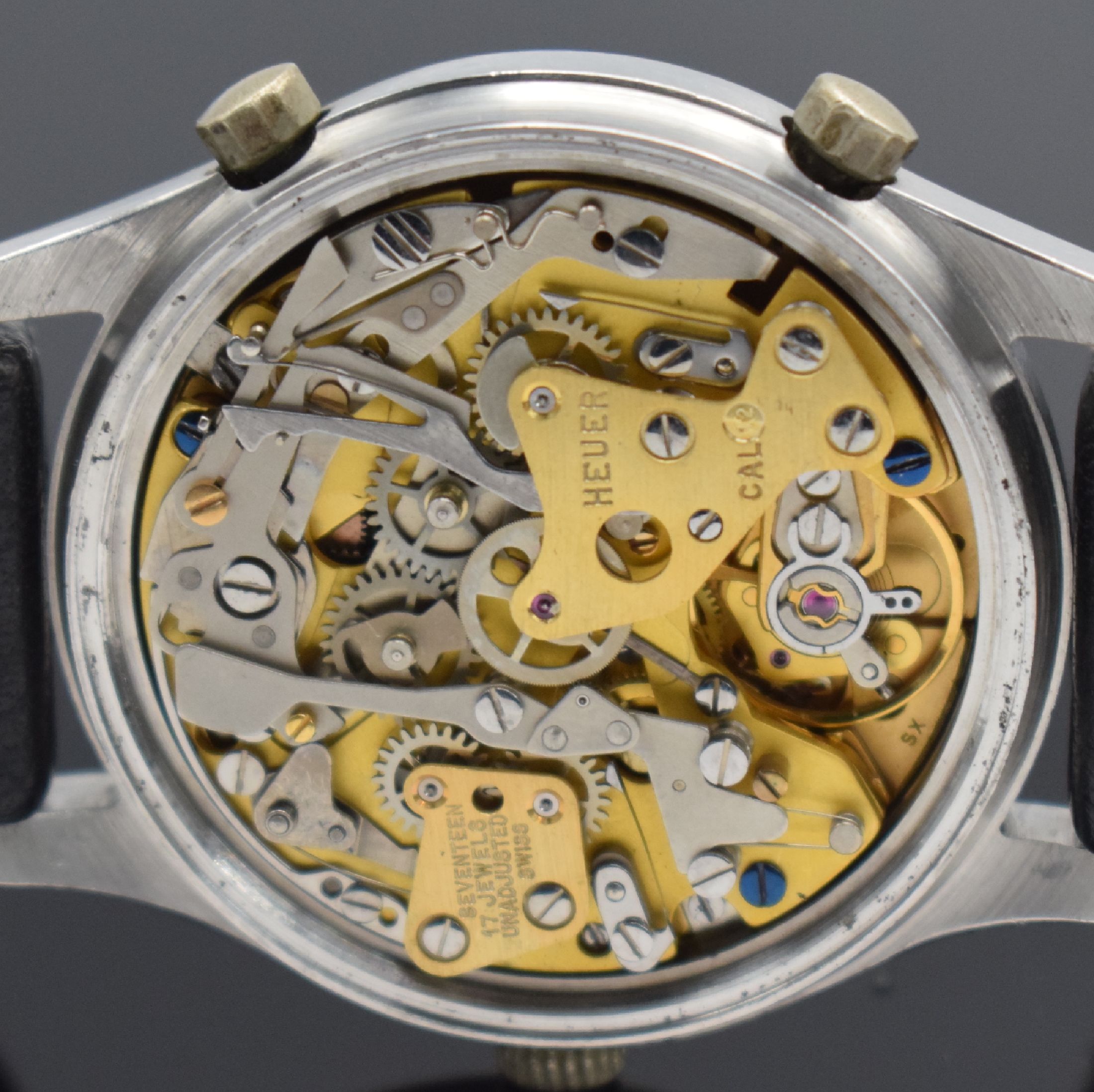 Detail f: HEUER Verona seltene Herrenarmbanduhr mit Chronograph Referenz 110.215, Schweiz um 1979, Automatik, Stahlgeh., verg. Lünette, Boden geschr., ...