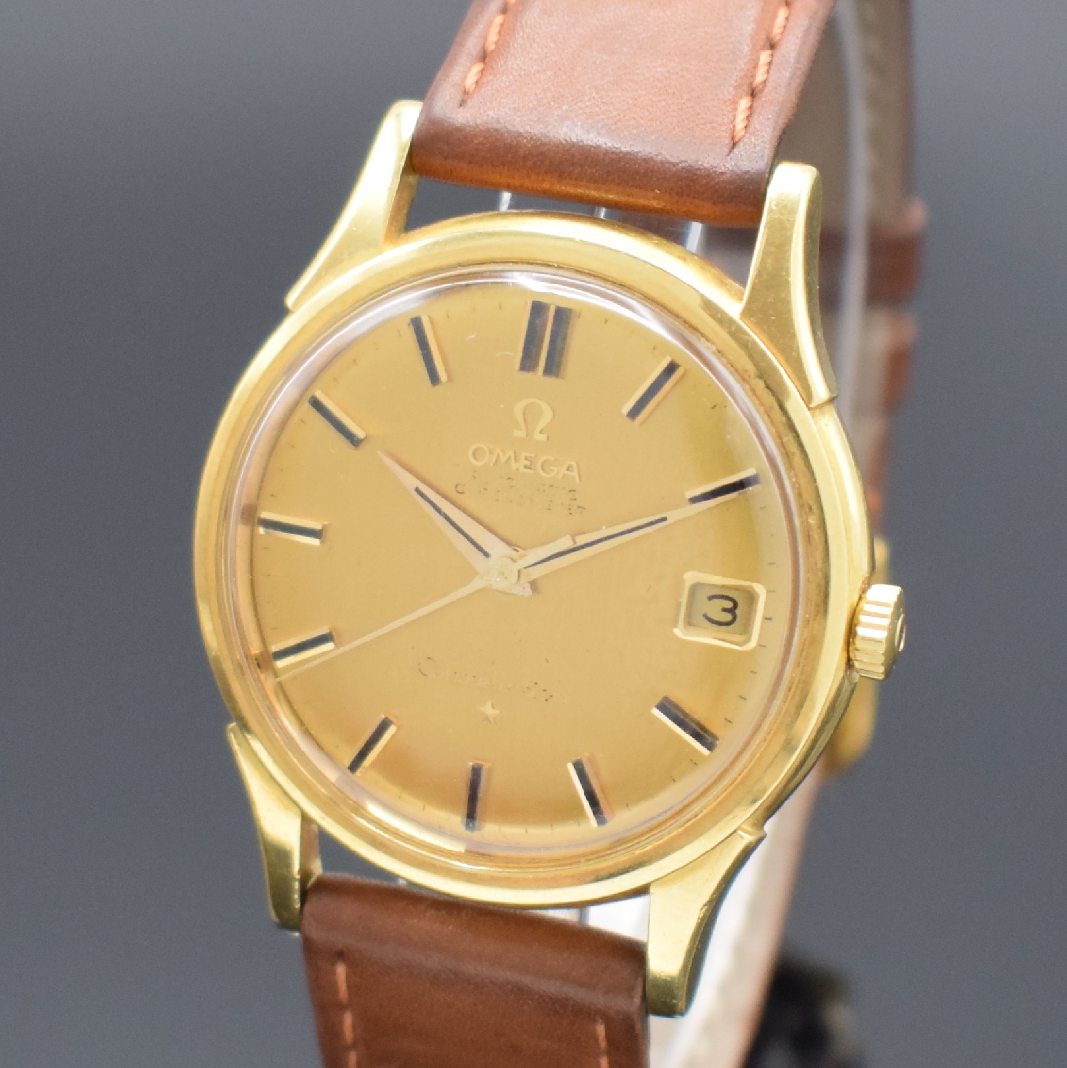 Detail a: OMEGA Constellation Herrenarmbanduhr in GG 750/000 Referenz 14363/4 SC 61, Schweiz um 1962, Automatik, verschr. Geh., orig. Glas, Krone später, ...