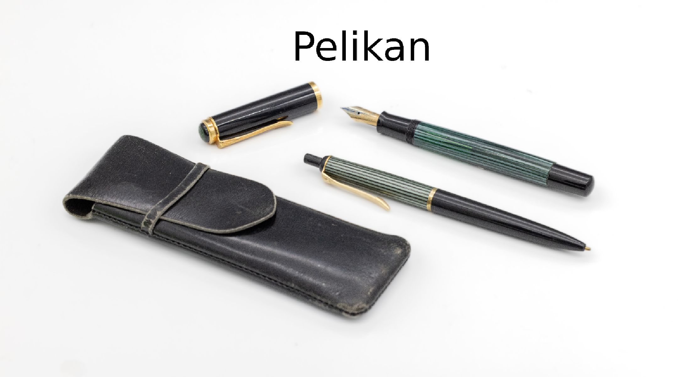 PELIKAN Füller und Kugelschreiber, Zellulose-Acetat schwarz/grün, Füller mit GG 585/000-Feder, EZ 1, KS EZ3-4