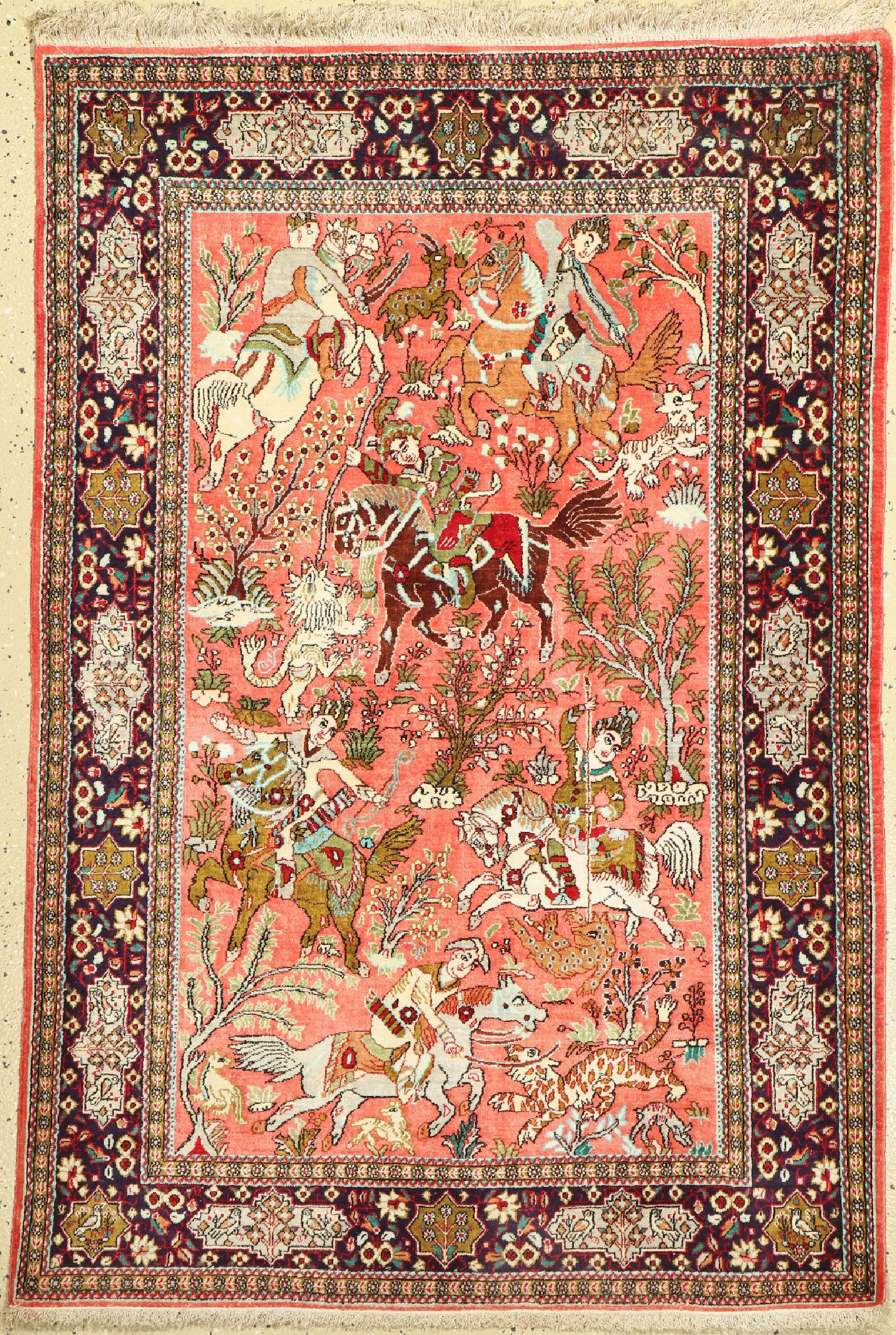 Ghom Seide, Persien, um 1960, reine Naturseide, ca. 155 x 106 cm, EHZ: 1-2