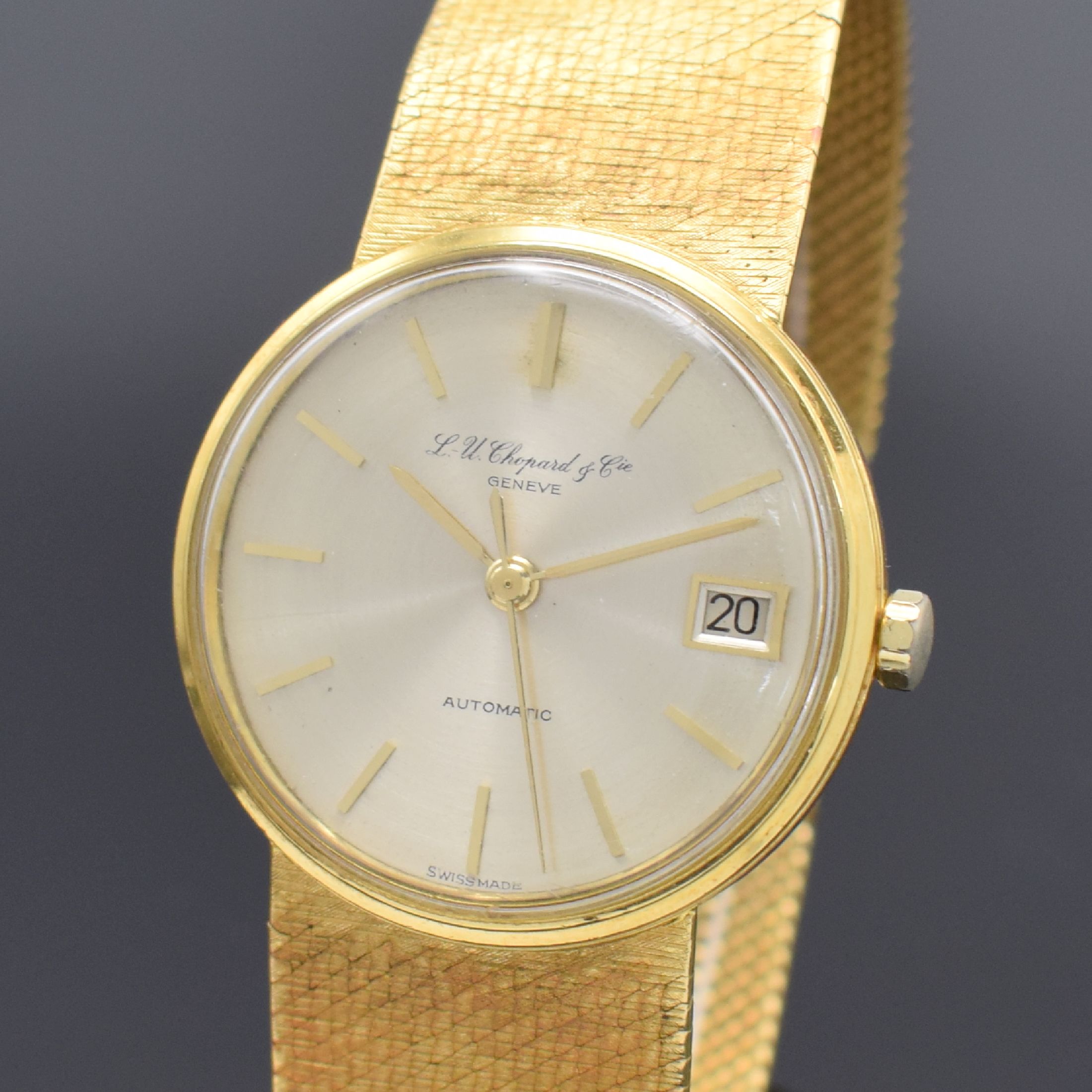 Detail a: L. U. CHOPARD & Cie Herrenarmbanduhr in GG 750/000 mit Goldband Referenz 1011, Schweiz um 1980, Automatik, 2-teil. Gehäuse, Boden aufgedr., orig. ...