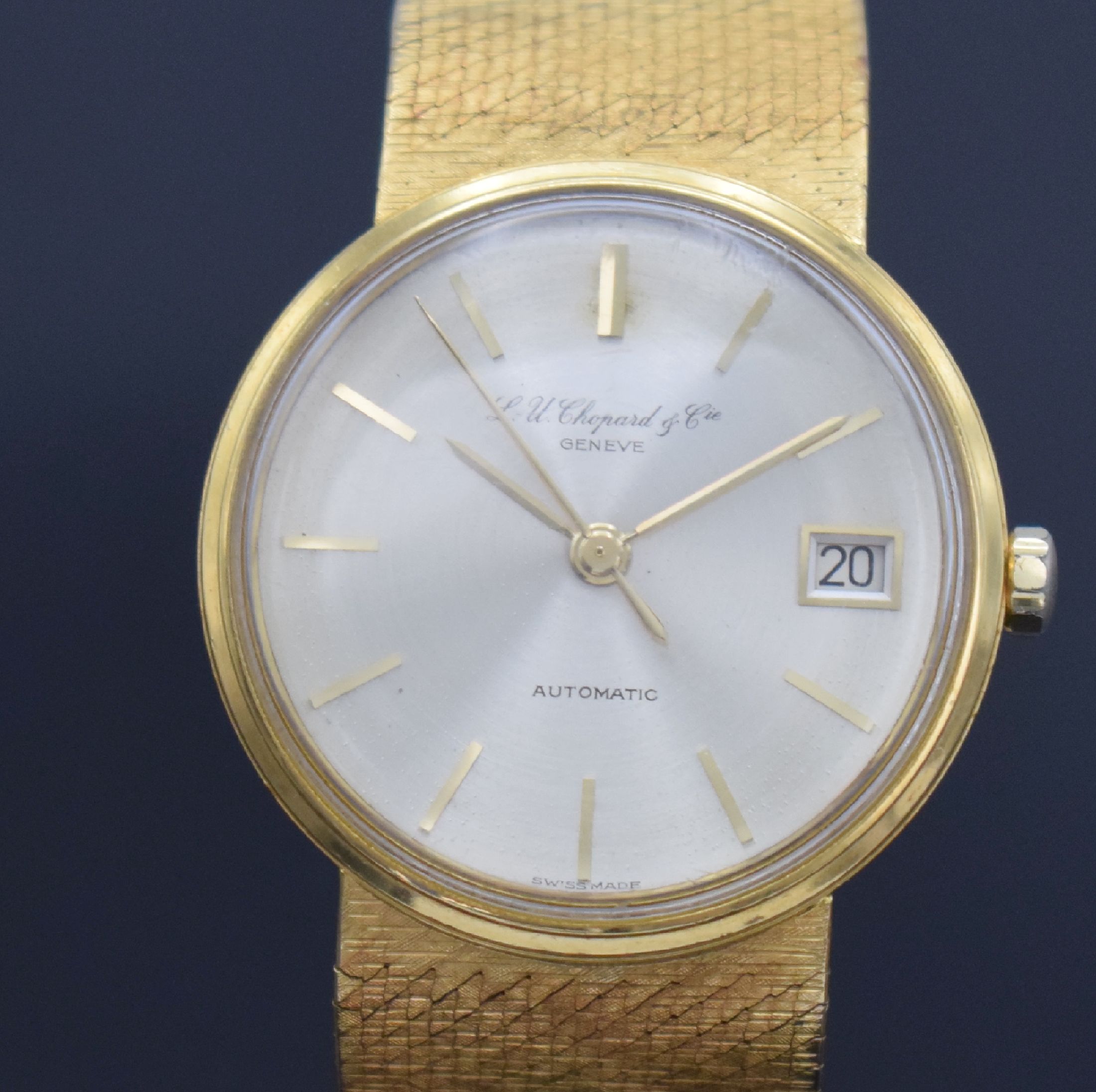 Detail b: L. U. CHOPARD & Cie Herrenarmbanduhr in GG 750/000 mit Goldband Referenz 1011, Schweiz um 1980, Automatik, 2-teil. Gehäuse, Boden aufgedr., orig. ...