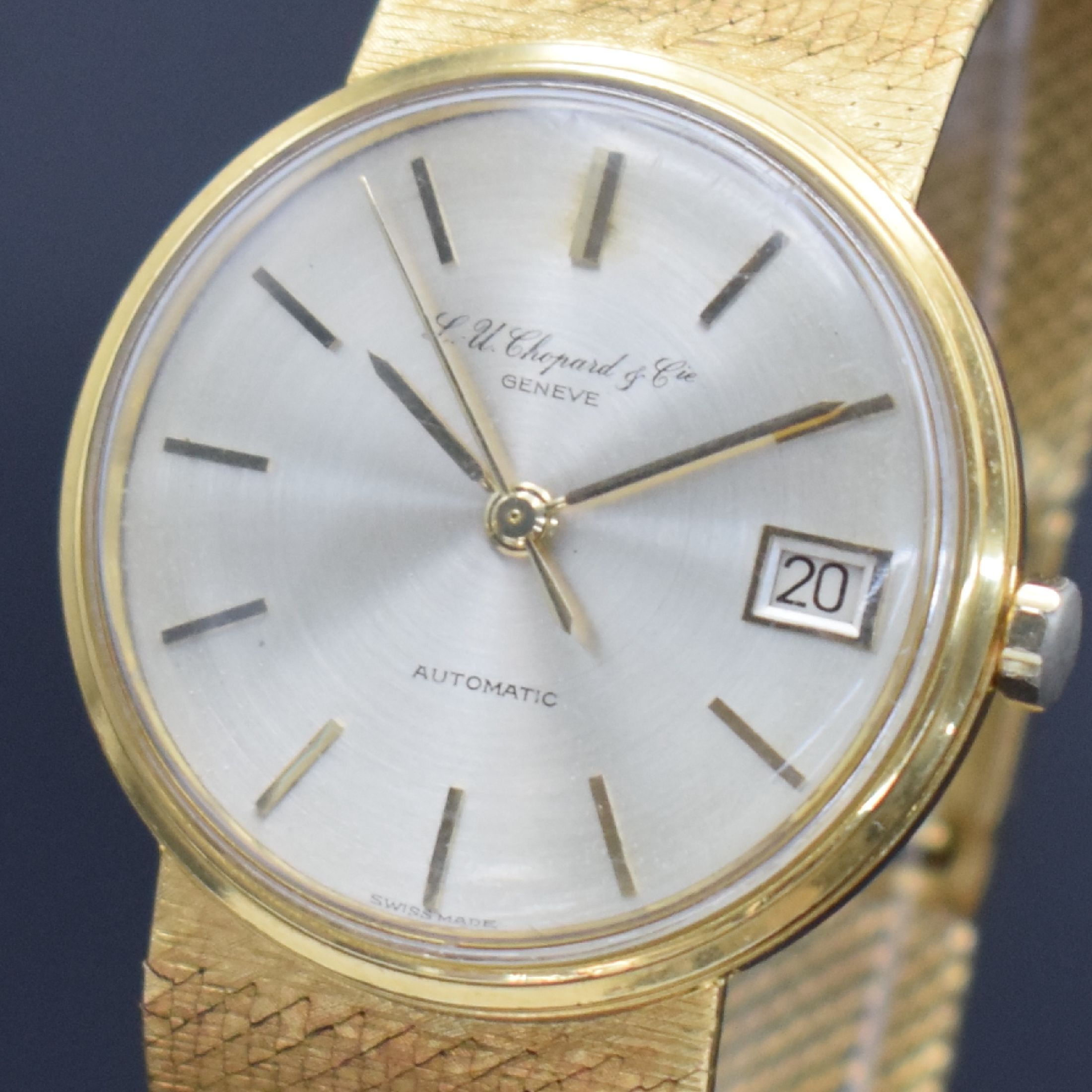Detail c: L. U. CHOPARD & Cie Herrenarmbanduhr in GG 750/000 mit Goldband Referenz 1011, Schweiz um 1980, Automatik, 2-teil. Gehäuse, Boden aufgedr., orig. ...