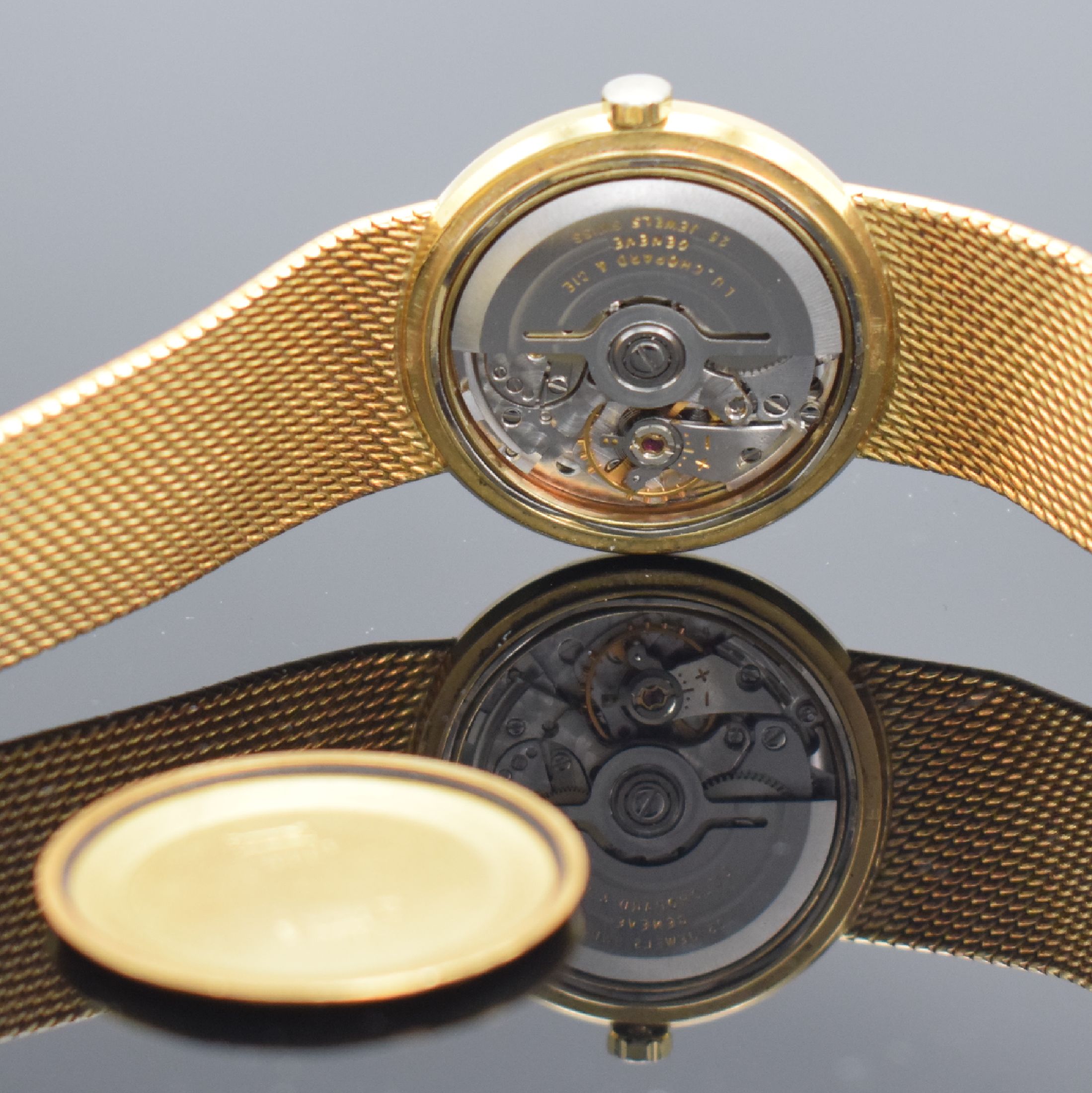 Detail f: L. U. CHOPARD & Cie Herrenarmbanduhr in GG 750/000 mit Goldband Referenz 1011, Schweiz um 1980, Automatik, 2-teil. Gehäuse, Boden aufgedr., orig. ...