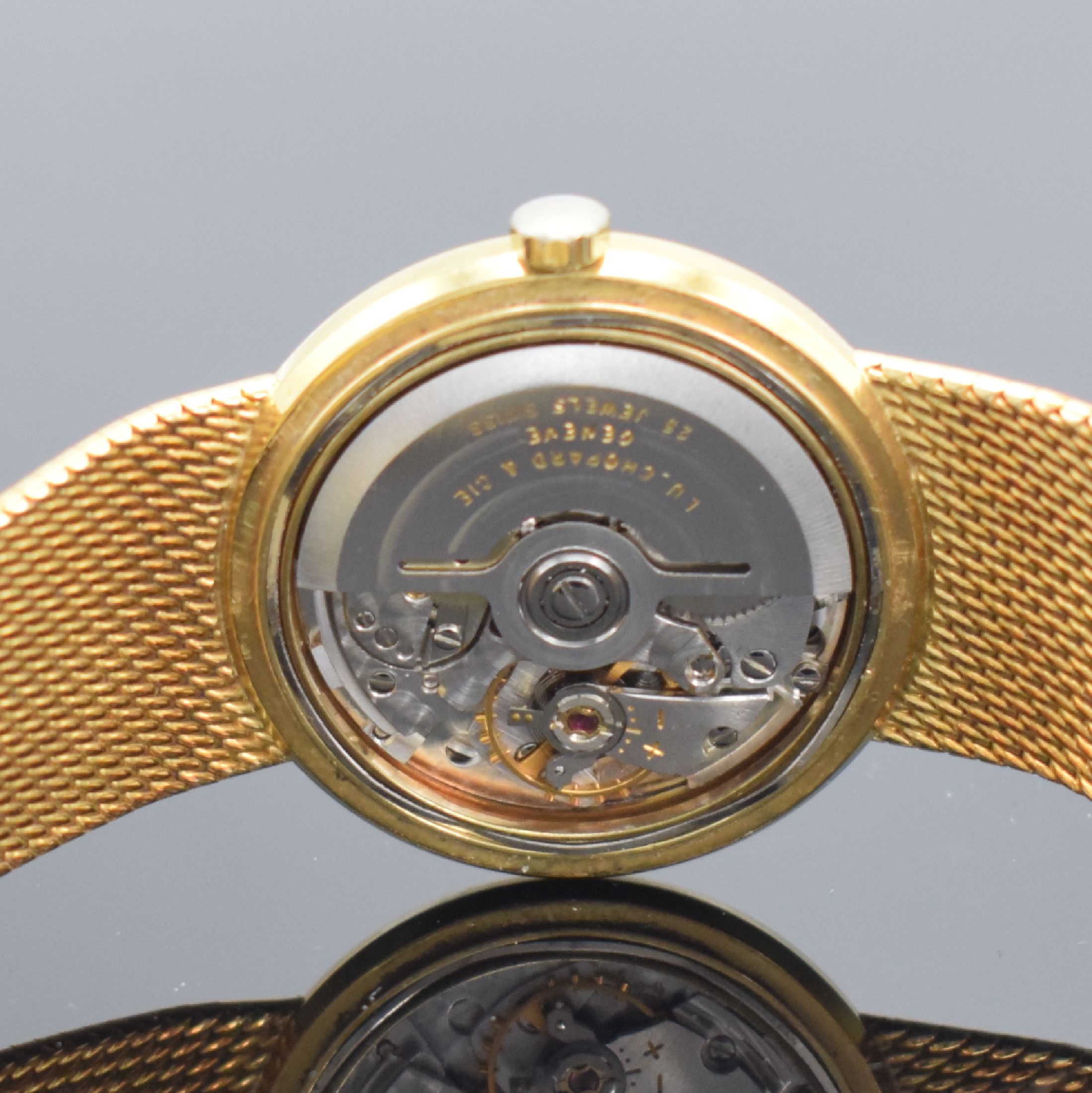 Detail g: L. U. CHOPARD & Cie Herrenarmbanduhr in GG 750/000 mit Goldband Referenz 1011, Schweiz um 1980, Automatik, 2-teil. Gehäuse, Boden aufgedr., orig. ...