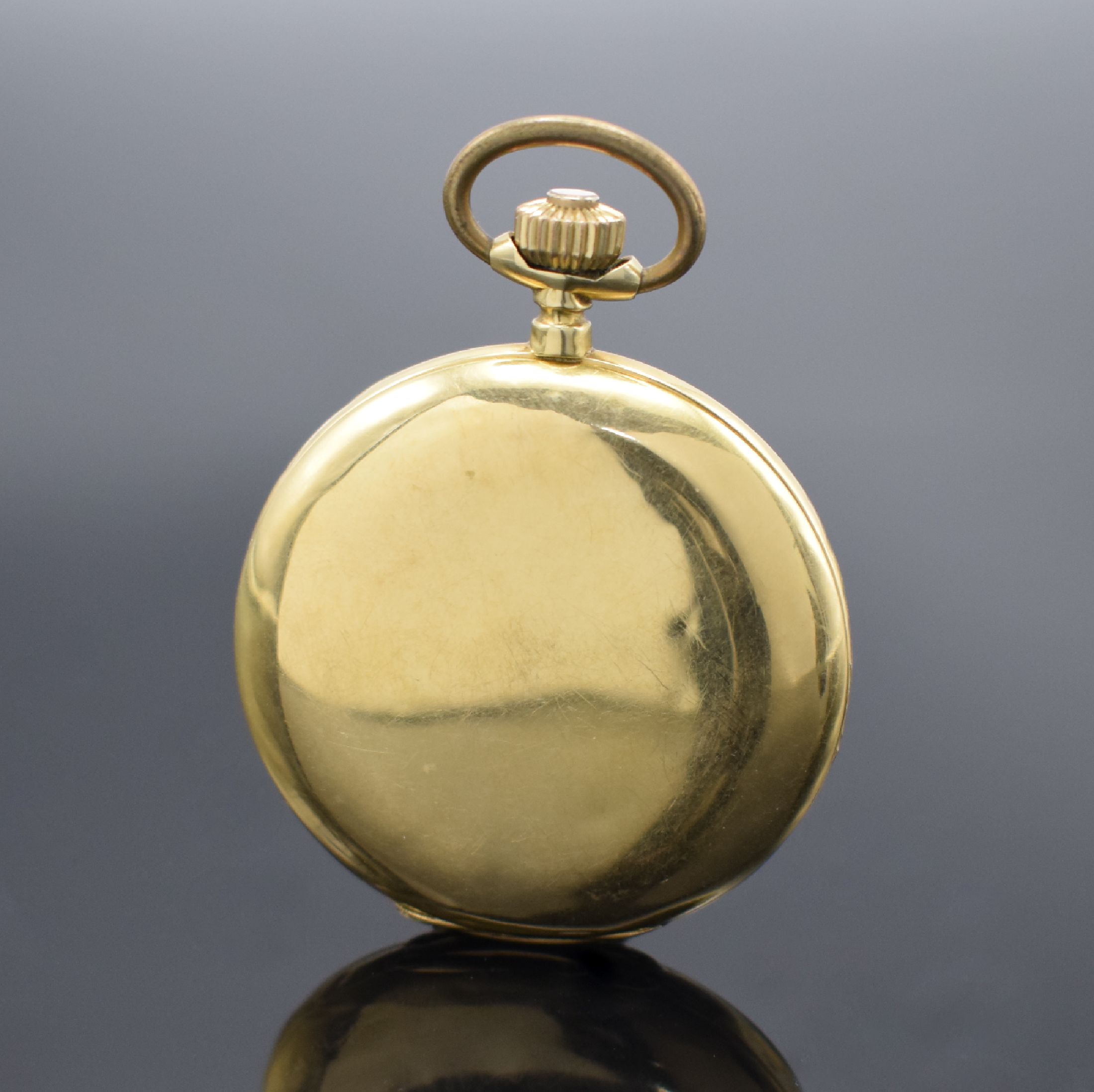 Detail b: SURETE Savonette in GG 750/000, Schweiz um 1900, 3-Deckel Goldgeh., Emailzifferbl. m. arab. Zahlen riss./besch., gold. Zeiger, Ankerwerk m. ...