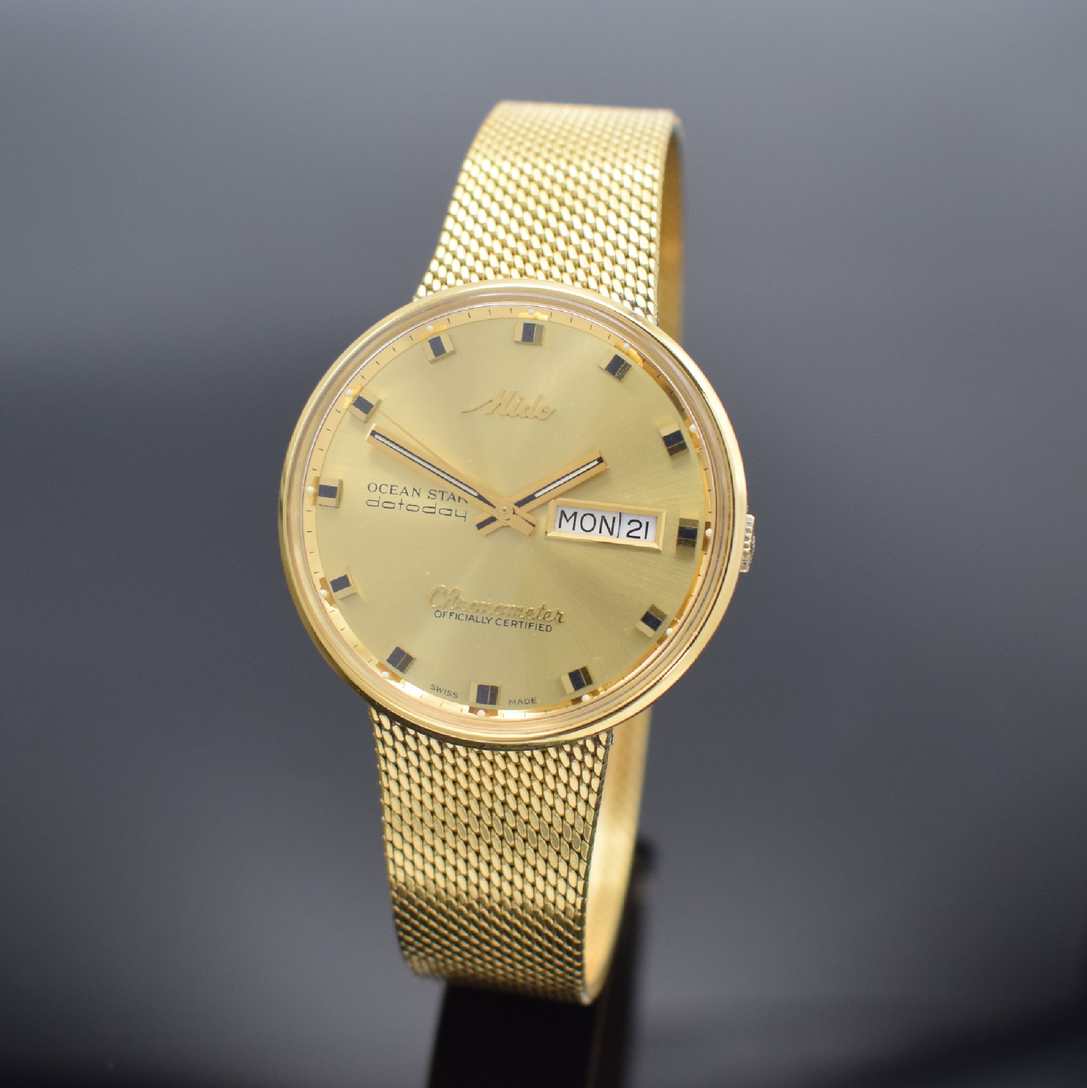 MIDO Chronometer Ocean Star vergoldete Herrenarmbanduhr, Schweiz verk. lt. beil. Garantie 07/1993, Automatik, Monocoque-Geh. mit integr. ...
