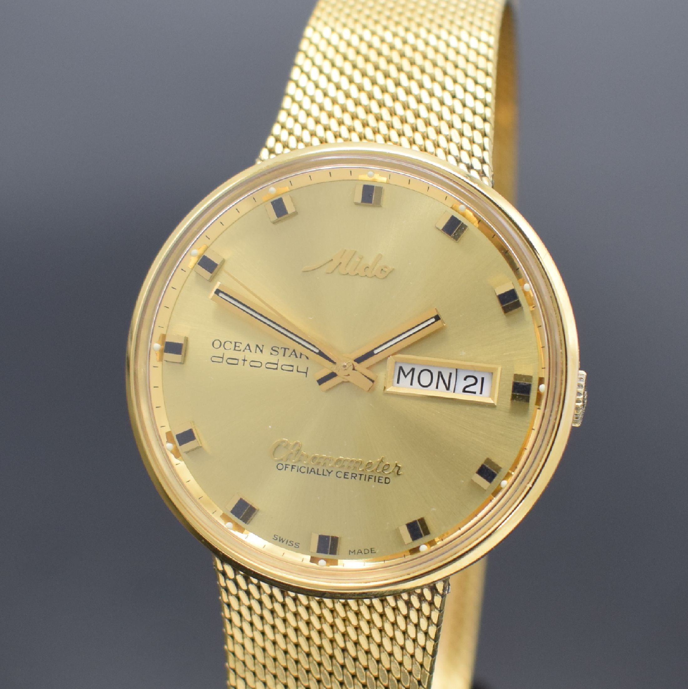 Detail a: MIDO Chronometer Ocean Star vergoldete Herrenarmbanduhr, Schweiz verk. lt. beil. Garantie 07/1993, Automatik, Monocoque-Geh. mit integr. ...