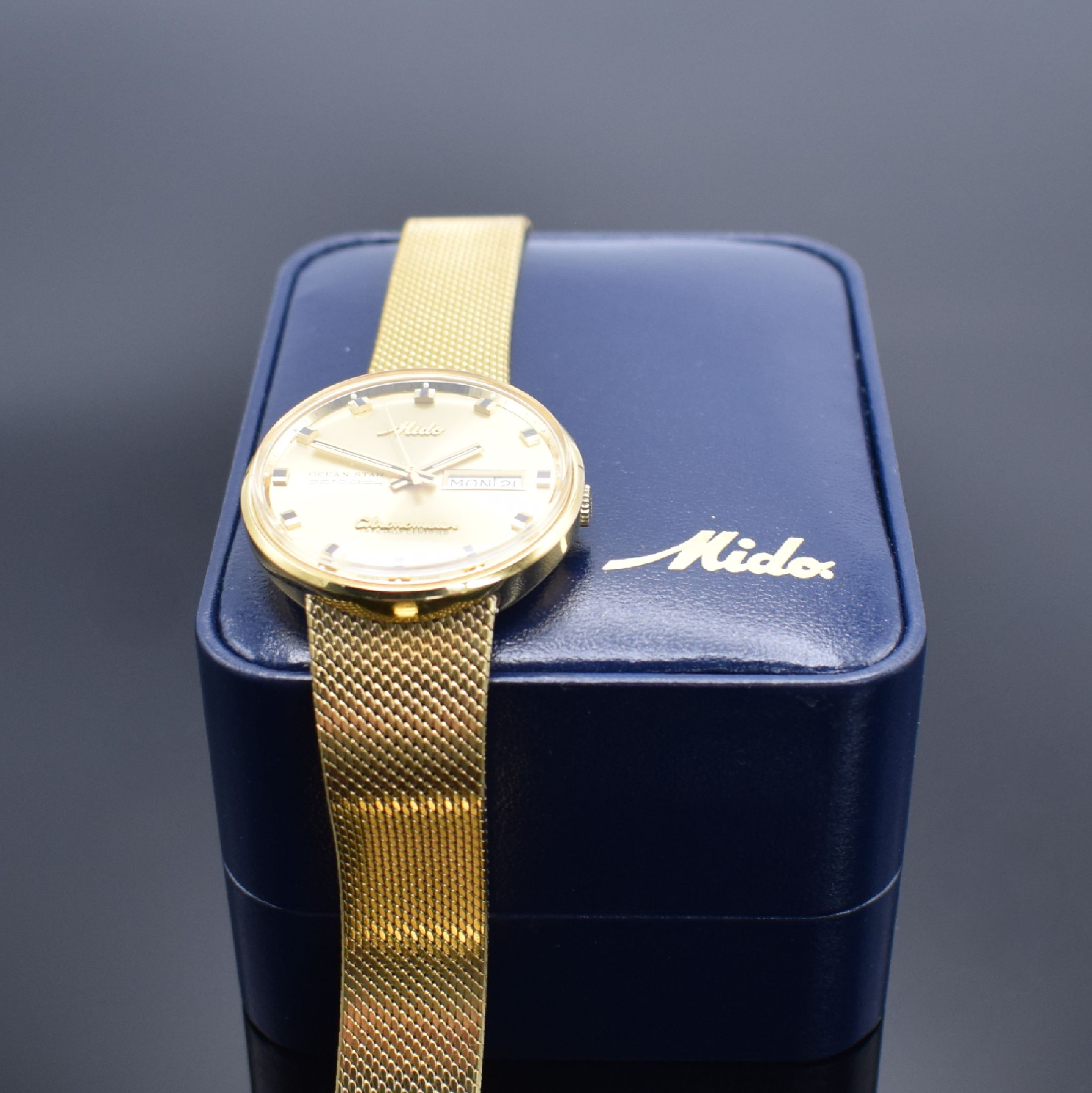Detail e: MIDO Chronometer Ocean Star vergoldete Herrenarmbanduhr, Schweiz verk. lt. beil. Garantie 07/1993, Automatik, Monocoque-Geh. mit integr. ...