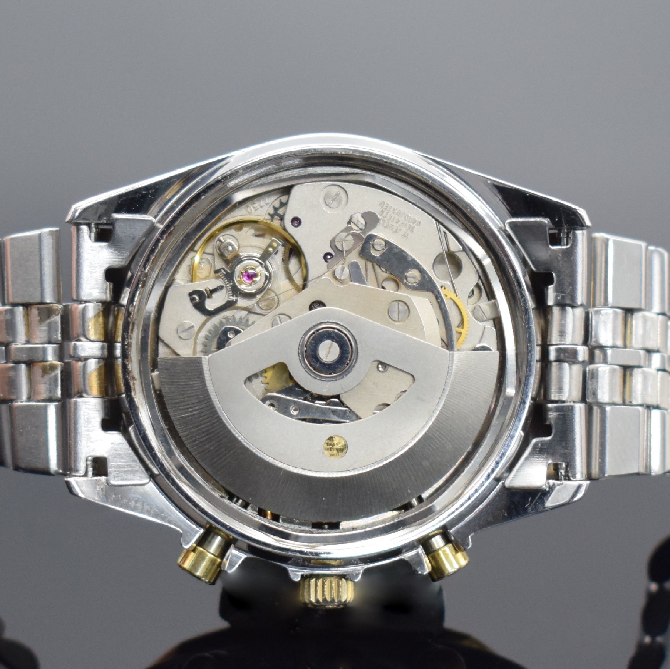 Detail f: TISSOT PR 100 Herrenchronograph in Stahl/ vergoldet, Schweiz verk. lt. beil. Garantie 11/1985, Automatik, verschr. Geh., verg. 12- eckige Lünette, ...