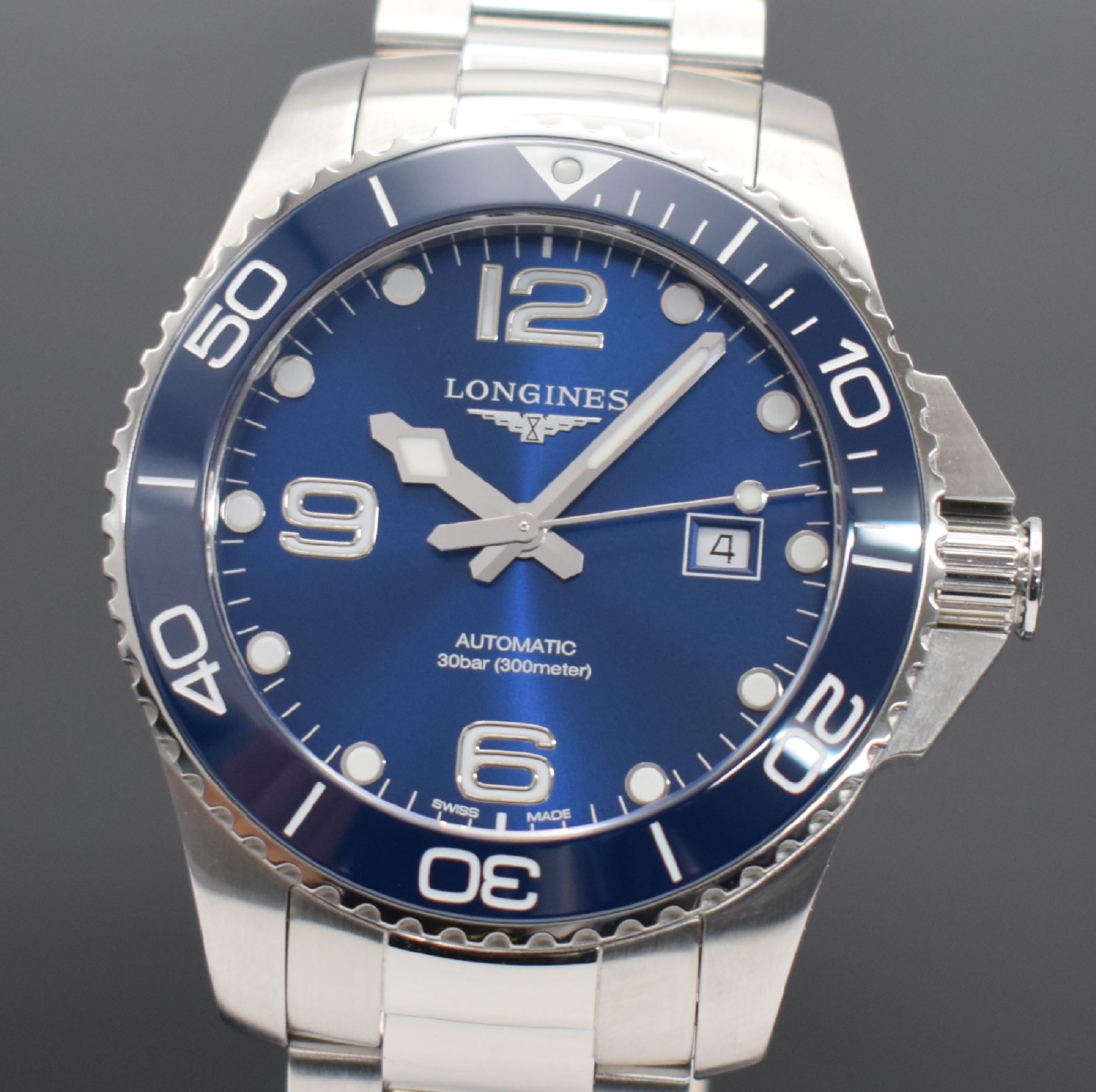 Detail a: LONGINES Hydro Conquest sehr gut erhaltene Herrenarmbanduhr Referenz L3.782.4, Schweiz um 2018, Automatik, verschr. Edelstahlgeh. m. eins. drehb. ...