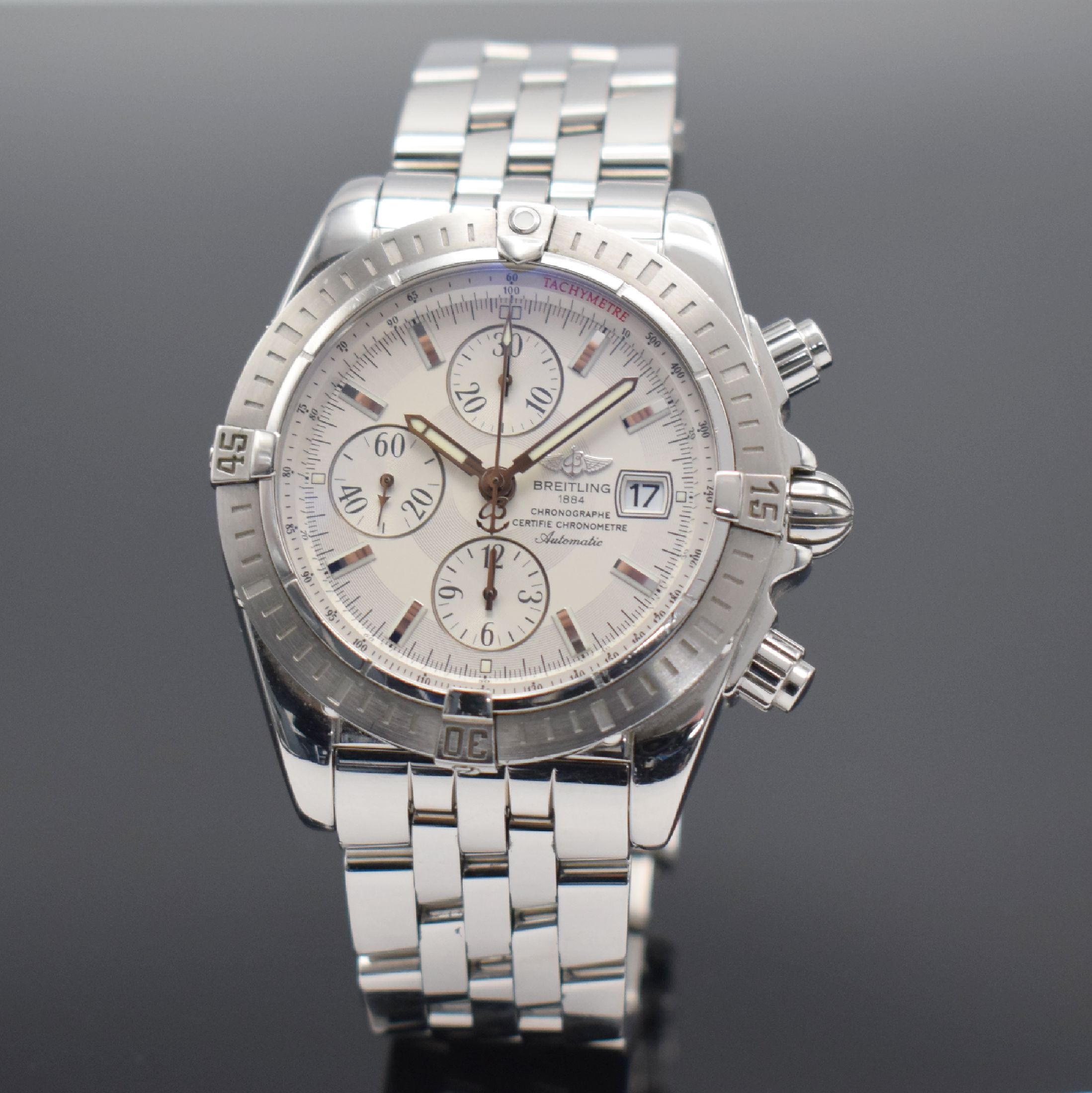 BREITLING Chronomat Evolution Herrenarmbanduhr mit Chronograph Referenz A13356, Schweiz um2006, Automatik, verschr. Gehäuse in Edelst., eins. drehb. ...