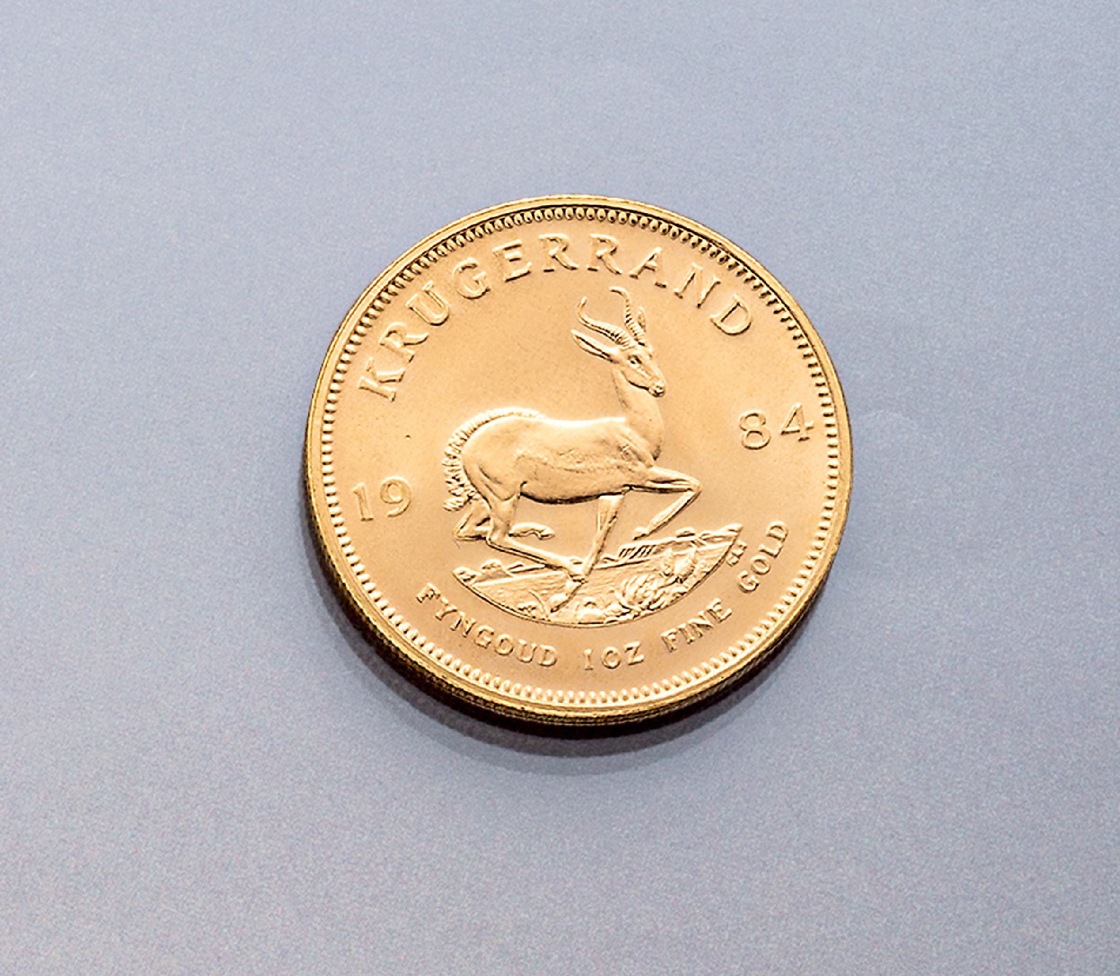 Goldmünze, Krügerrand, Südafrika, 1984, Springbock, Fyngoud, 1 Oz. Fine Gold