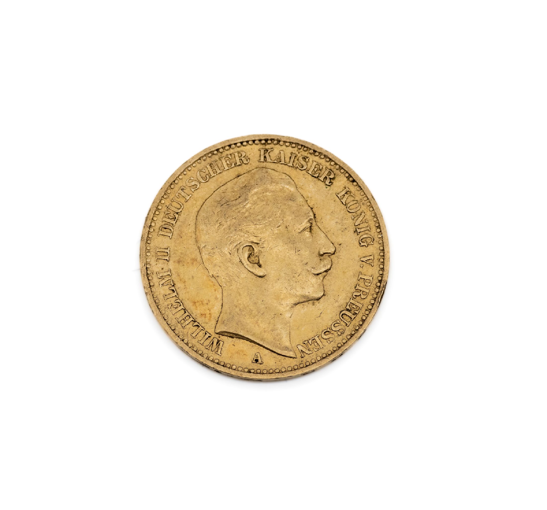 20 Mark Goldmünze, Deutsches Reich, 1900, Wilhelm II. Deutscher Kaiser König von Preußen, Prägemarke A