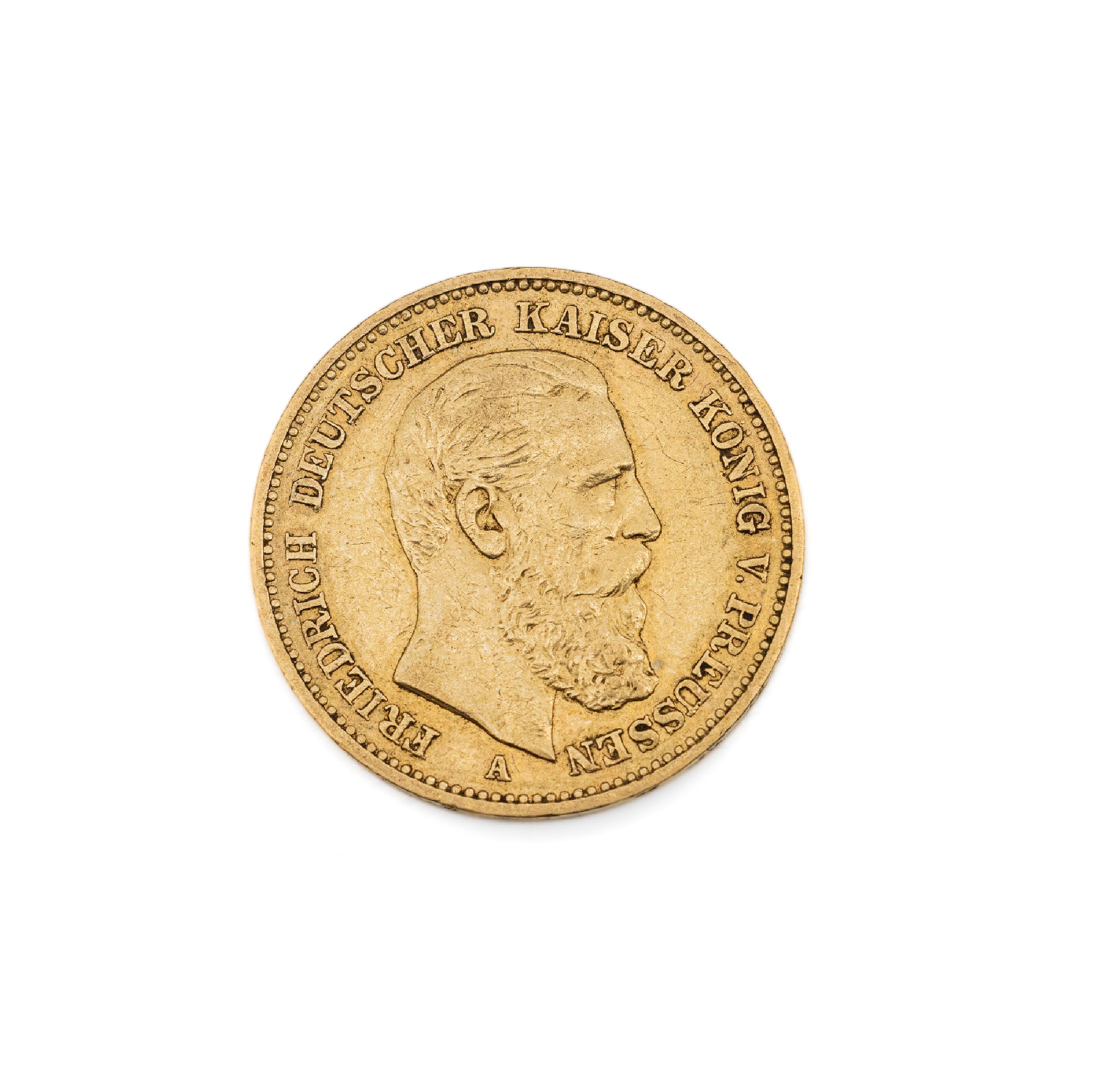 20 Mark Goldmünze, Deutsches Reich 1888, Friedrich Deutscher Kaiser König von Preußen, Prägemarke A