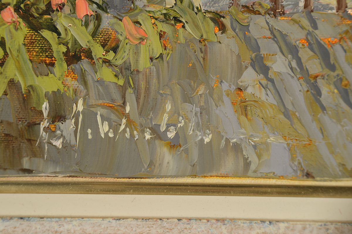 Detail a: August Alexander Wendehals, 1934-2003 Ossendorf, Südliche Landschaft, Öl/Lwd, links unten signiert, ca. 60x70cm, R. ca. 78x88cm