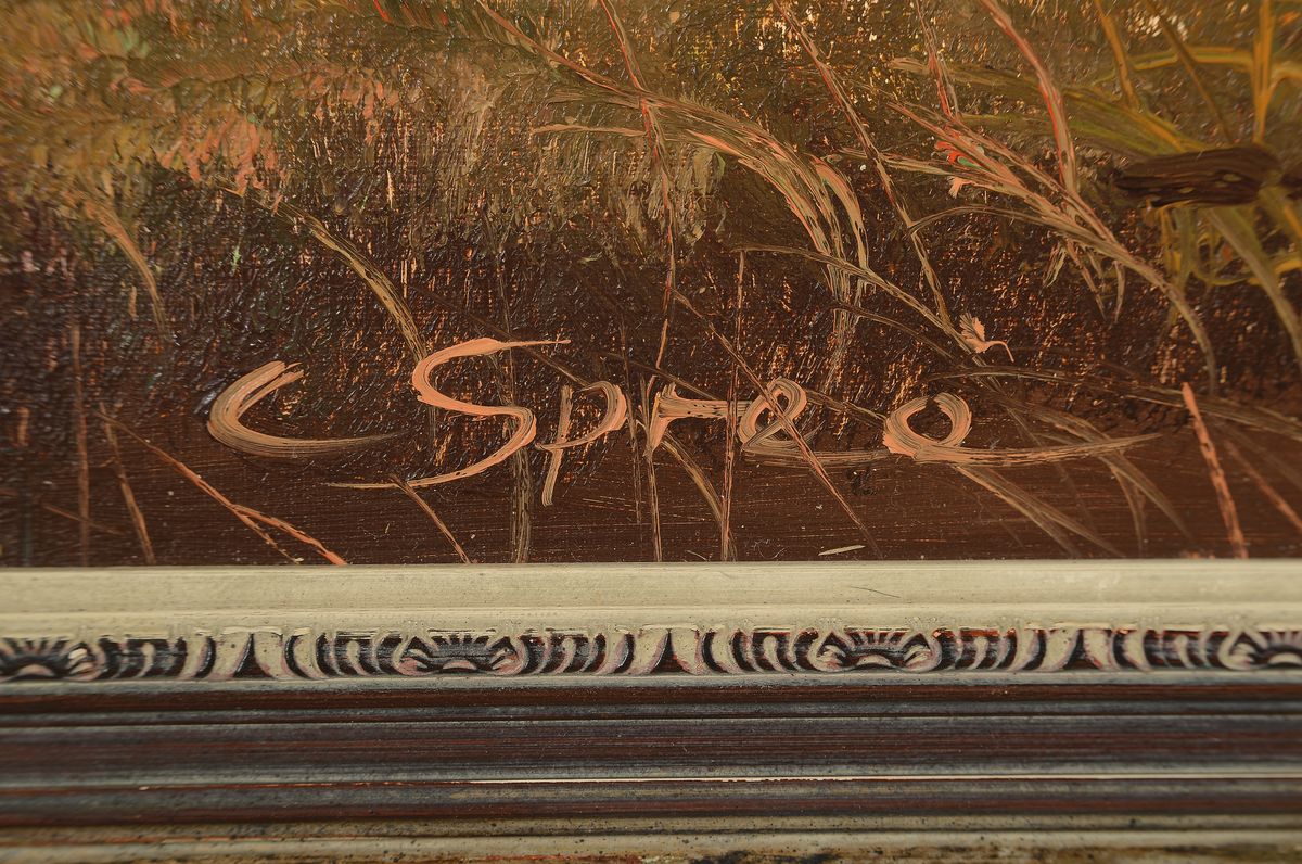 Detail a: Carol Spree, geb. 1907 Mühlheim, Chiemseelandschaft bei Sonnenaufgang, Öl/Lwd, links unten signiert, ca. 60x80cm, Barockstilrahmen, ca. 78x98 cm