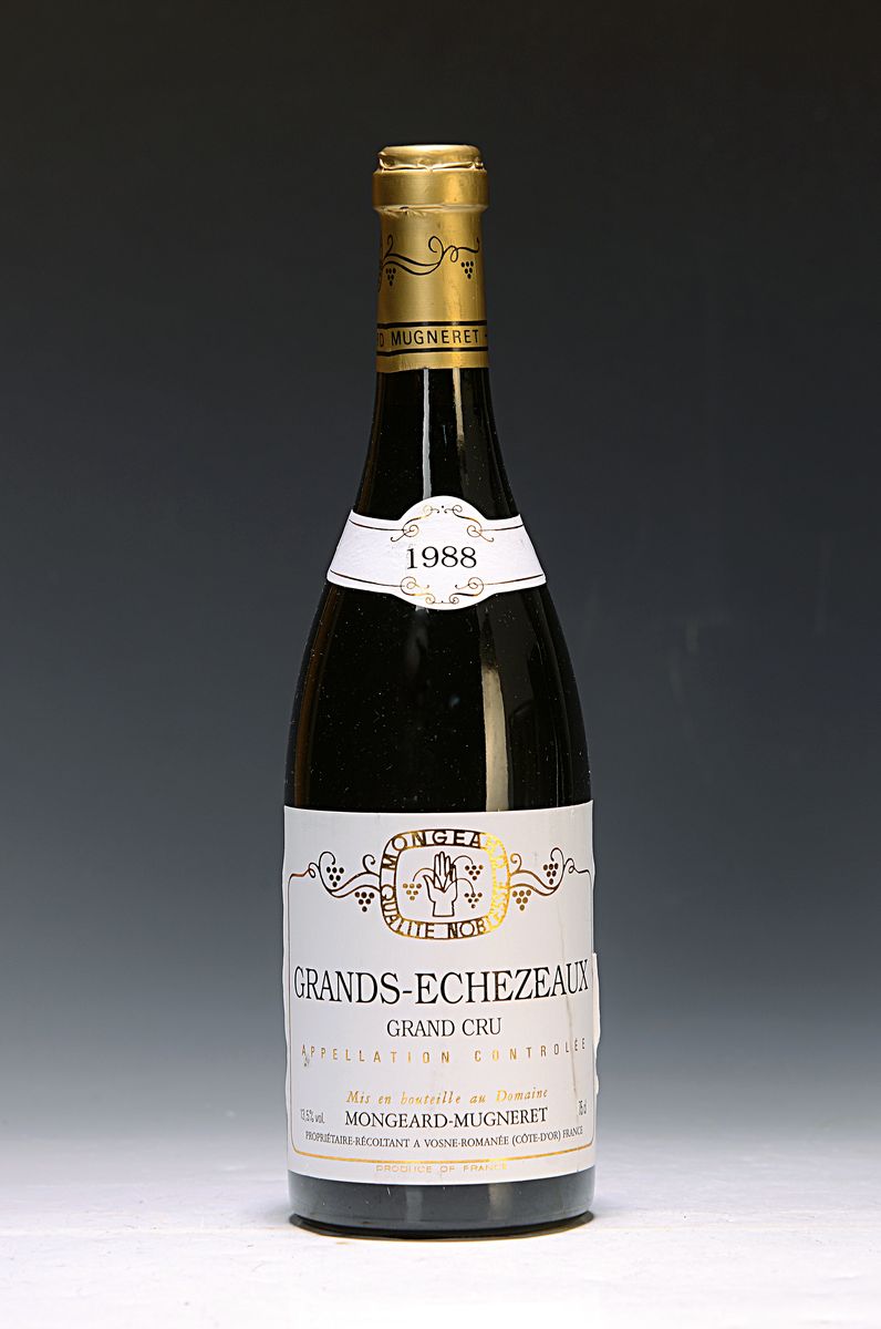 1 Flasche 1988 Grands-Echezeaux, Grand Cru, Mongeard-Mugneret, ca. 750ml, 13,5% Vol., Top Shoulder