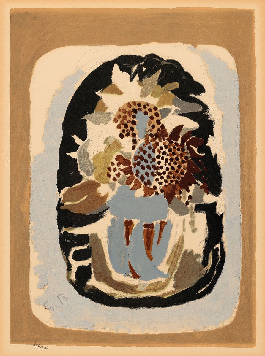 Georges Braque, 1882-1963, Farblithographie, im Druck monogr., num. 124/300, ca. 39x29cm, PP, u.Gl., R. ca. 59x47cm
