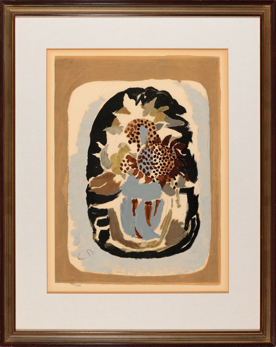 Detail k: Georges Braque, 1882-1963, Farblithographie, im Druck monogr., num. 124/300, ca. 39x29cm, PP, u.Gl., R. ca. 59x47cm