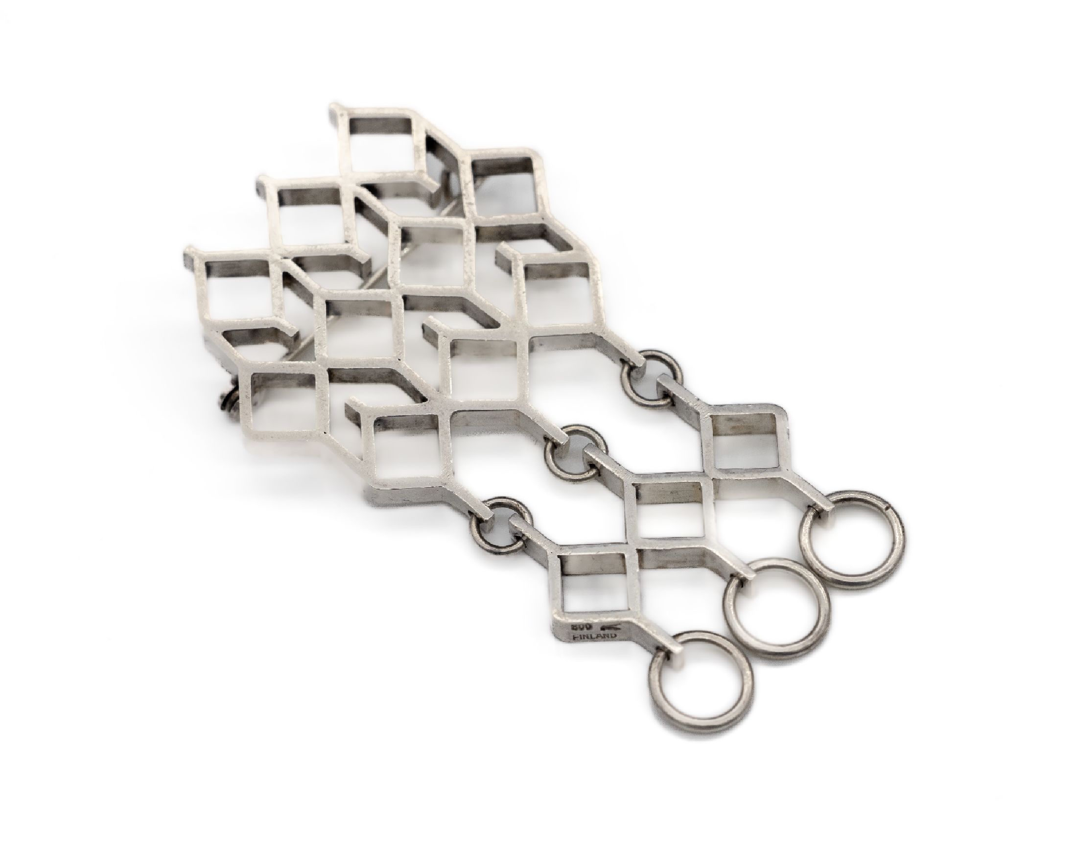 Brosche, 800er Silber, Finnland, abstrakt geometrisch, teilw. bewegl. gearbeitet, ca. 7.4 x 4 cm