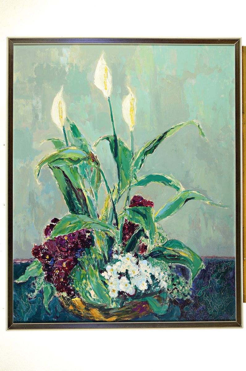 Detail k: Karl Graf, 1902-1986 Speyer, Blumenstillleben, Öl/Holz, ca. 85x68cm, R.