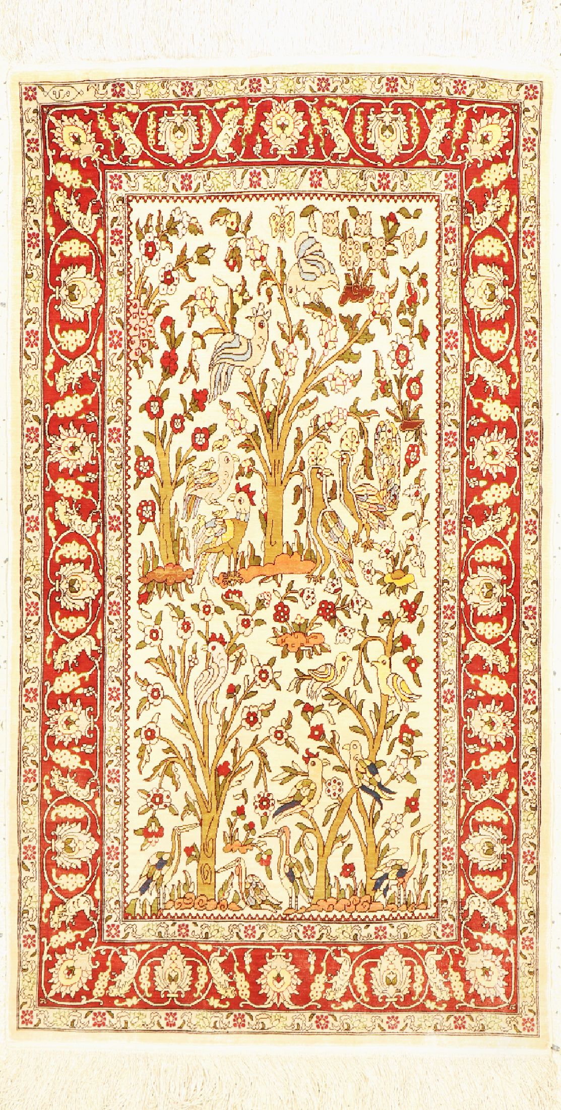 Hereke Seide fein, signiert, Türkei, ca. 60Jahre, reine Naturseide, ca. 117 x 65 cm, EHZ:1-2