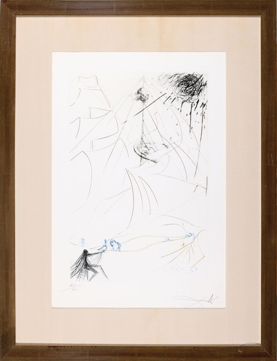 Detail k: Salvador Dali, 1904-1889, Vaisseau fantome, Kaltnadelradierung von 1969, auf Rives-Bütten, handsigniert und num. 160/200, ca. 40x26.5cm, PP, u.Gl., ...