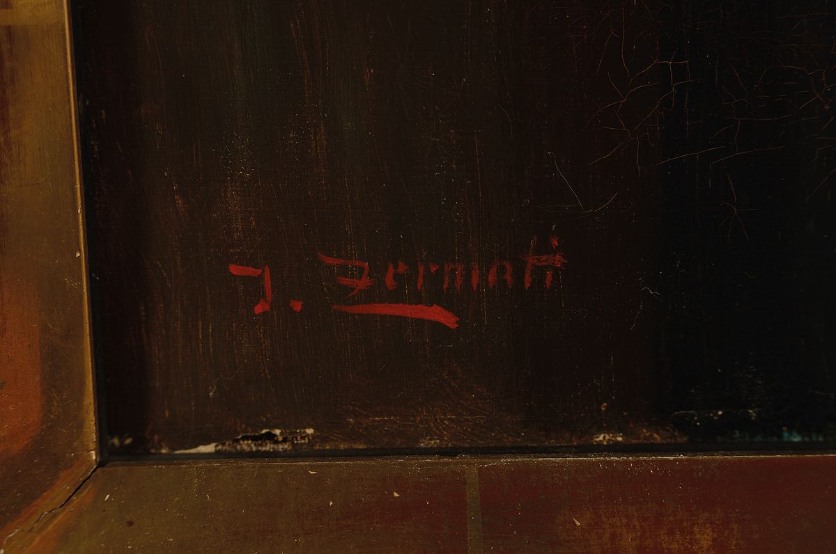 Detail a: Jules Zermati, norditalienischer Maler, erw. um 1880-1920, In der Uhrmacherwerkstatt, Öl/Lwd, links unten signiert, feine detailreiche Malerei, gut ...