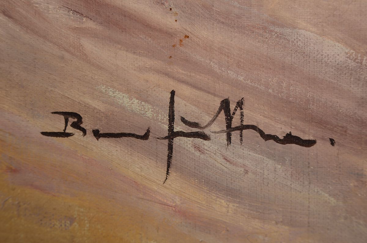 Detail a: Bruno Jüttner, 1880-1965 Wernigerode, Heimgekehrte Fischer am Kai, Öl/Lwd, rechts unten signiert, ca. 80x100cm, R. ca. 98x118cm