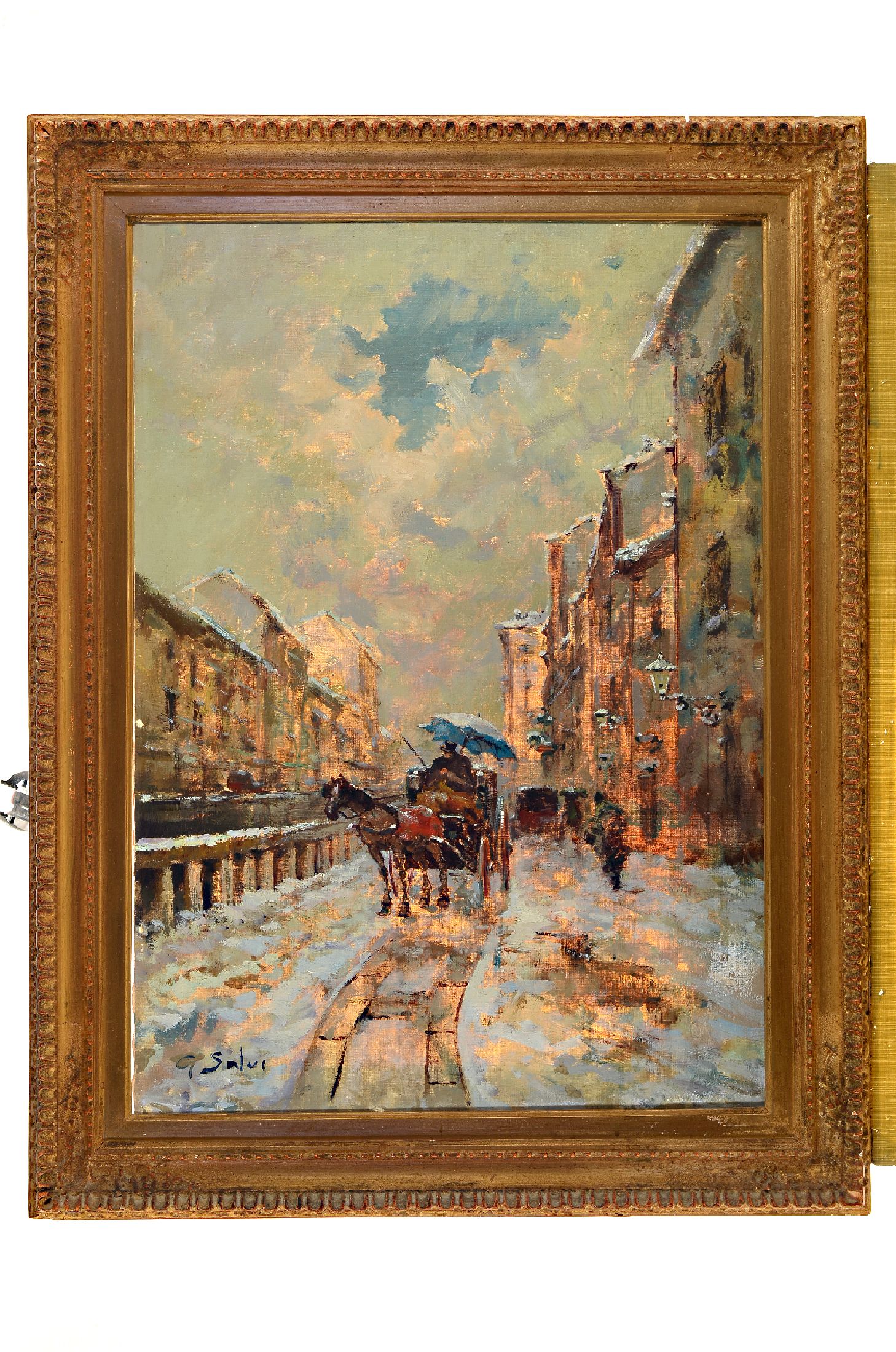 Adolf Kaufmann, 1848 - 1916, Pseudonym G. Salvi, "Altes Mailand", Öl/Lwd, signiert G. Salvi, ca. 70 x 49 cm, Rahmen