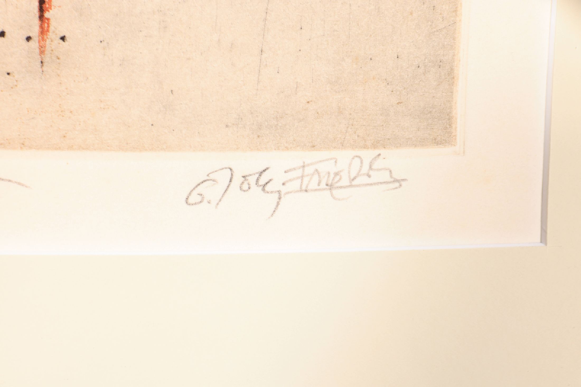 Detail a: Johnny Friedländer, 1912 - 1995, Farbradierung, handsigniert, mit Widmung für Anne in Freundschaft, Plattenmaß ca. 29.5 x 28 cm, Gesamt ca. 75 x ...