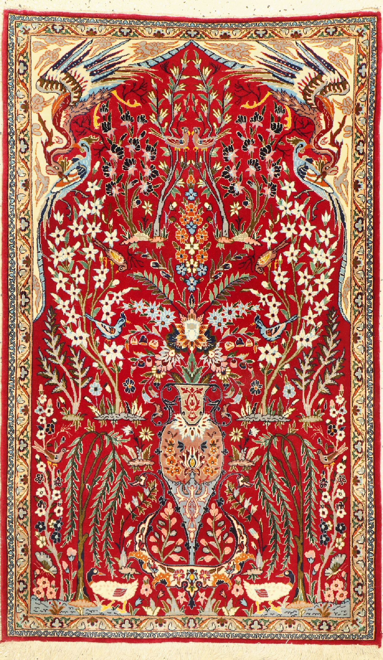Esfahan fein, Persien, ca. 50 Jahre, Korkwolle mit und auf Seide, ca. 117 x 71 cm, EHZ: 1-2