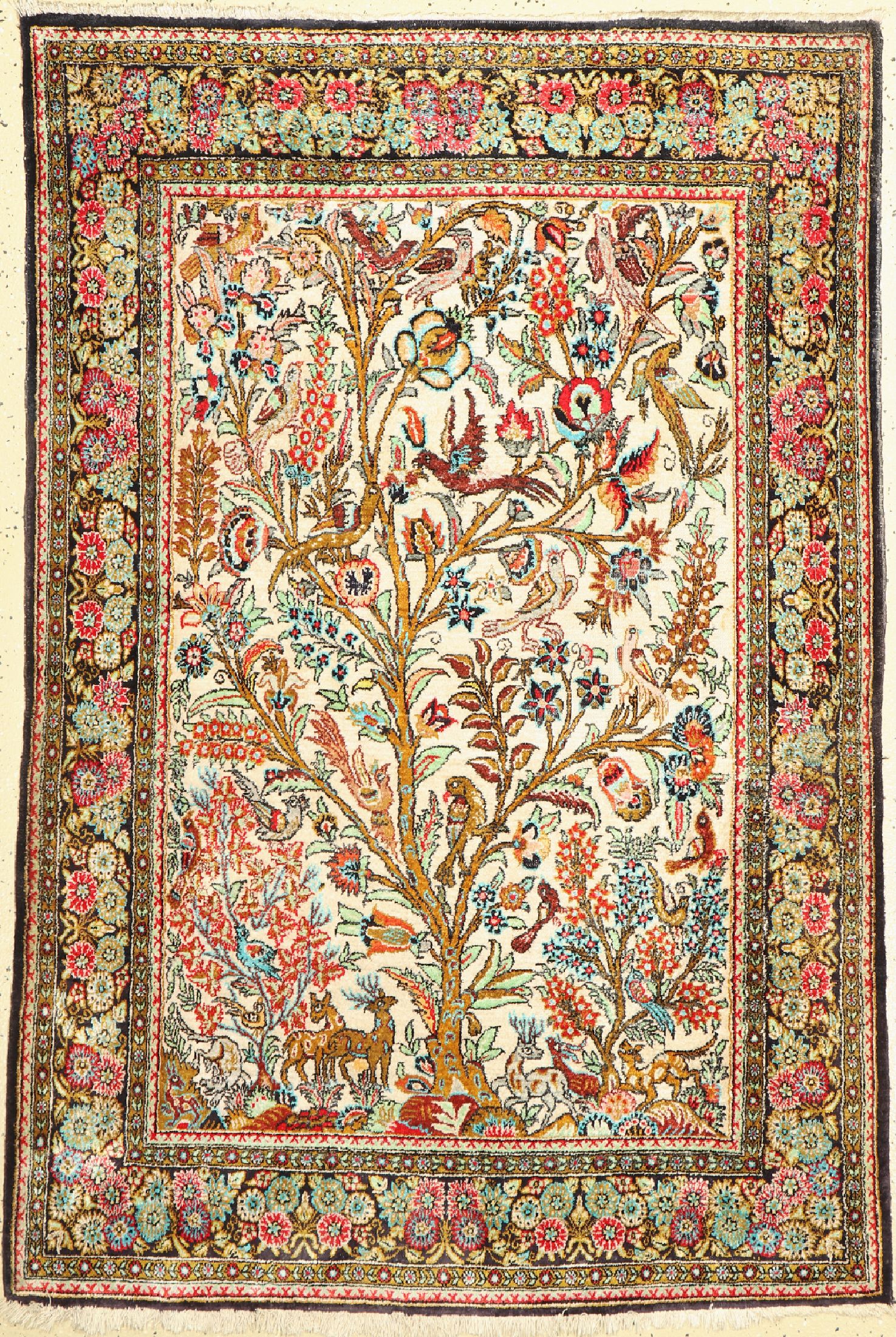 Ghom Seide, Persien, ca. 50 Jahre, reine Naturseide, ca. 160 x 106 cm, EHZ: 2-3