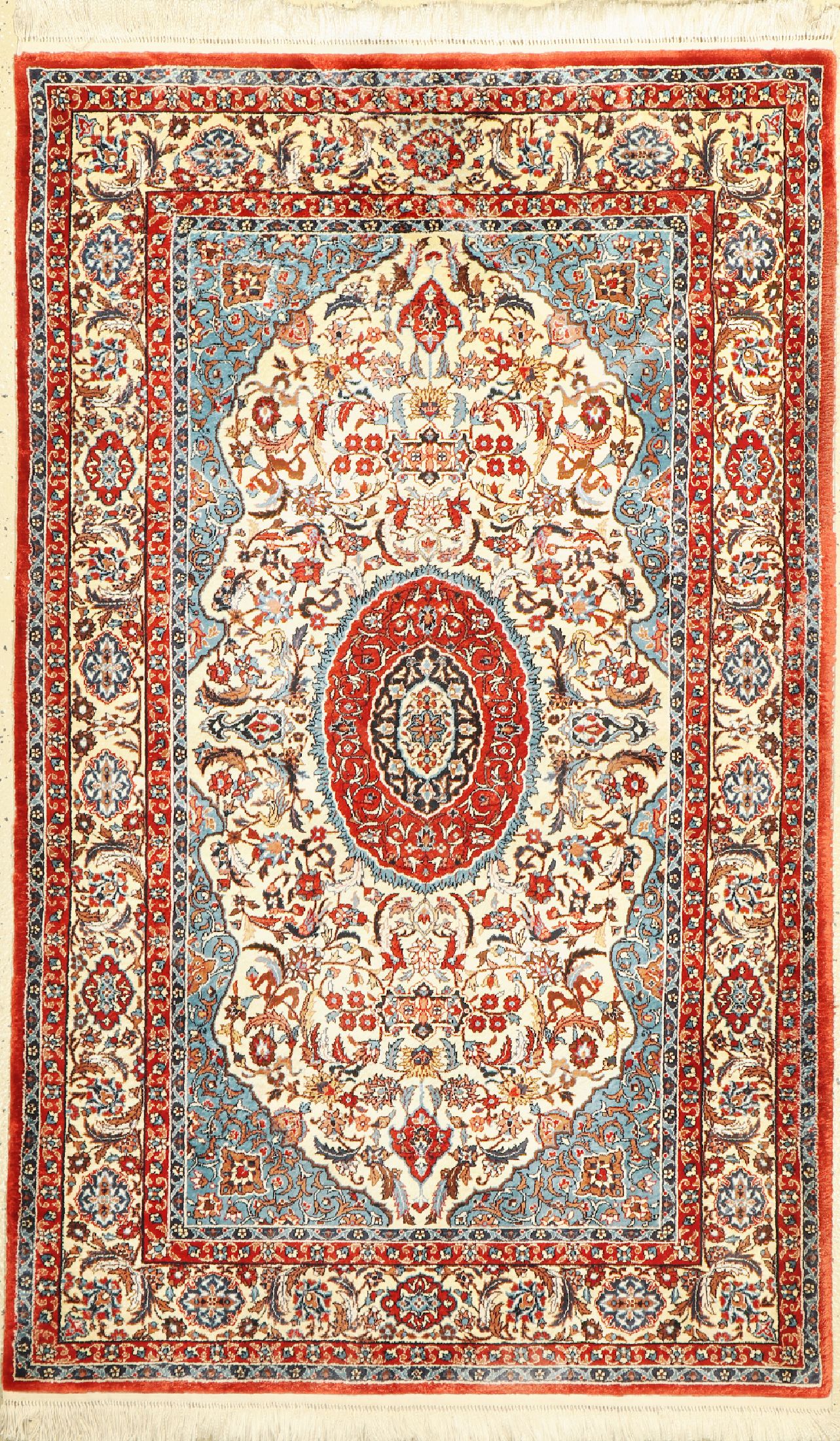 Täbriz Seide fein, China, ca. 50 Jahre, reine Naturseide, ca. 152 x 91 cm, EHZ: 1-2