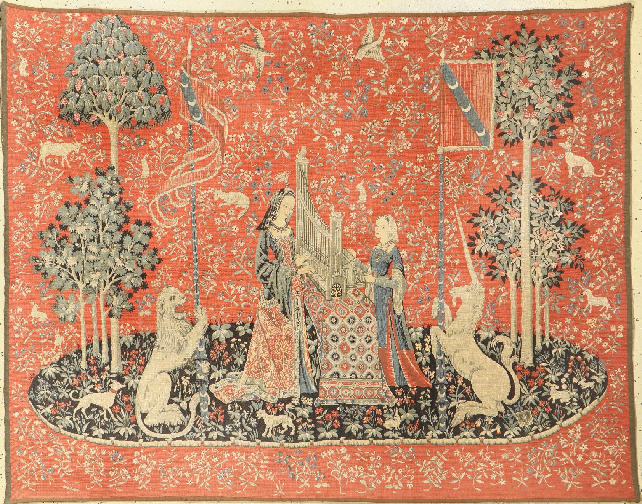 Wandteppich, Europa, ca. 50 Jahre, Wolle, ca. 171 x 134 cm, EHZ:1-2 (maschinell hergestellt).