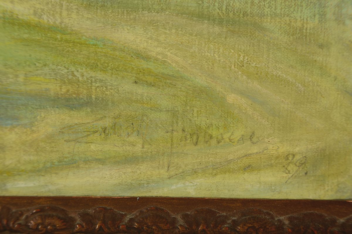 Detail a: Froboese, Künstler der 1.Hälfte des 20.Jh., Flusslandschaft mit Birken, rechts unten signiert u. datiert (19)39, Öl/Lwd, Prunkrahmen, 86x90 cm